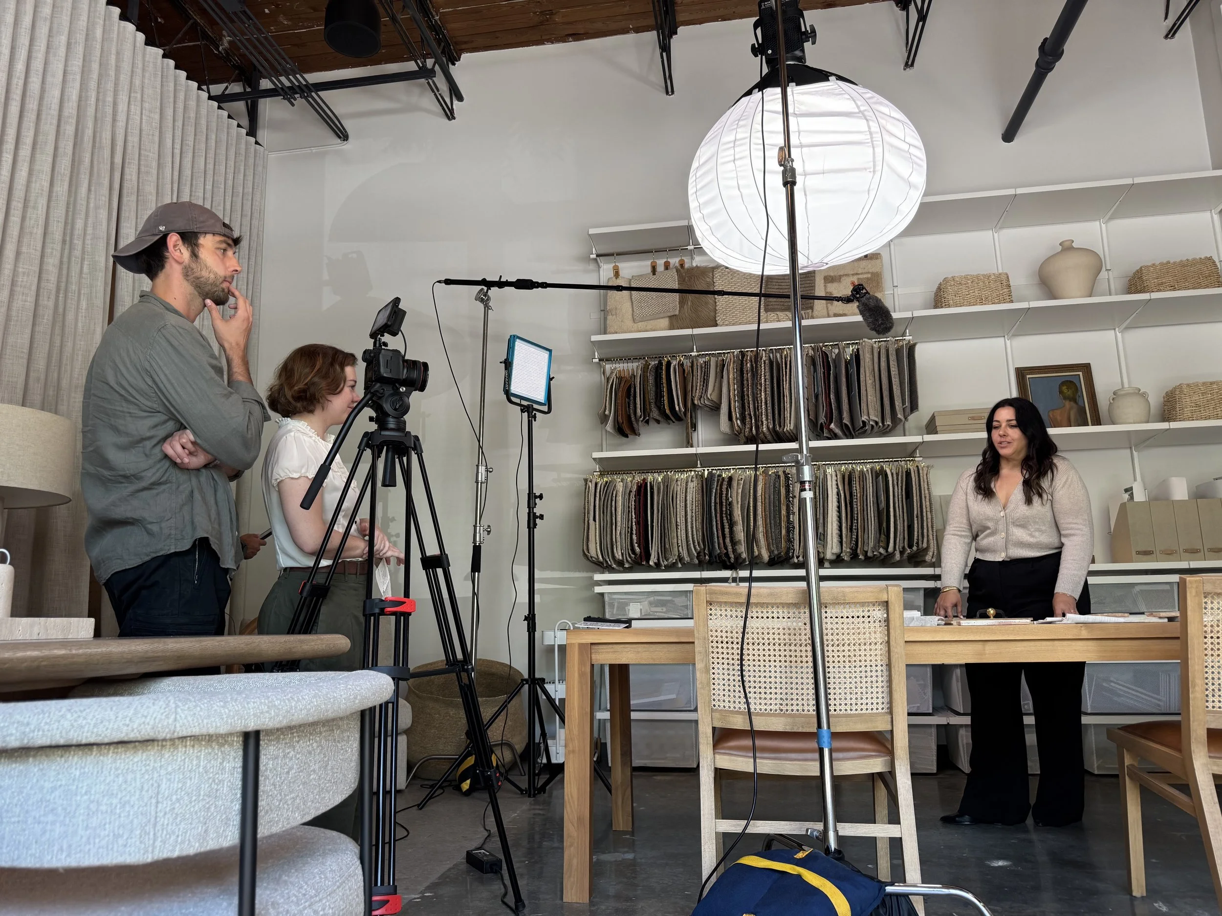 Interview production inside a showroom