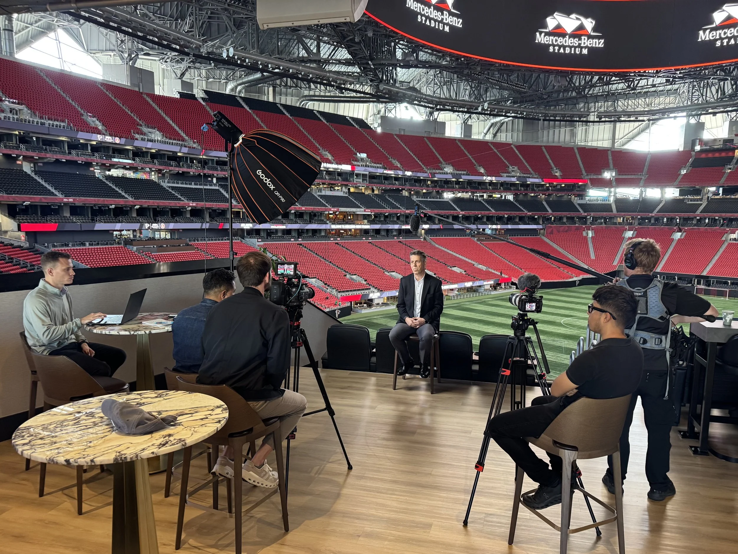 Interview production at Mercedes-Benz Stadium