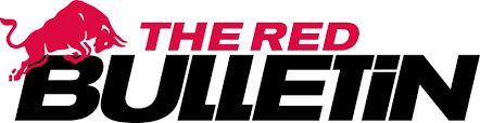 Logo with a red bull and the words 'The Red Bulletin' in bold red and black letters.