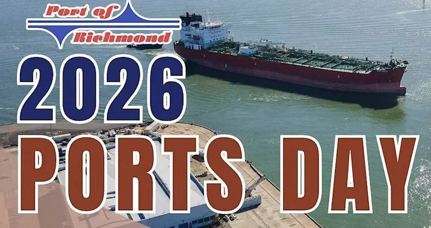 Eventbrite webpage for the "2026 Ports Day" in Richmond, featuring a community open house, maritime career fair, and family fun.