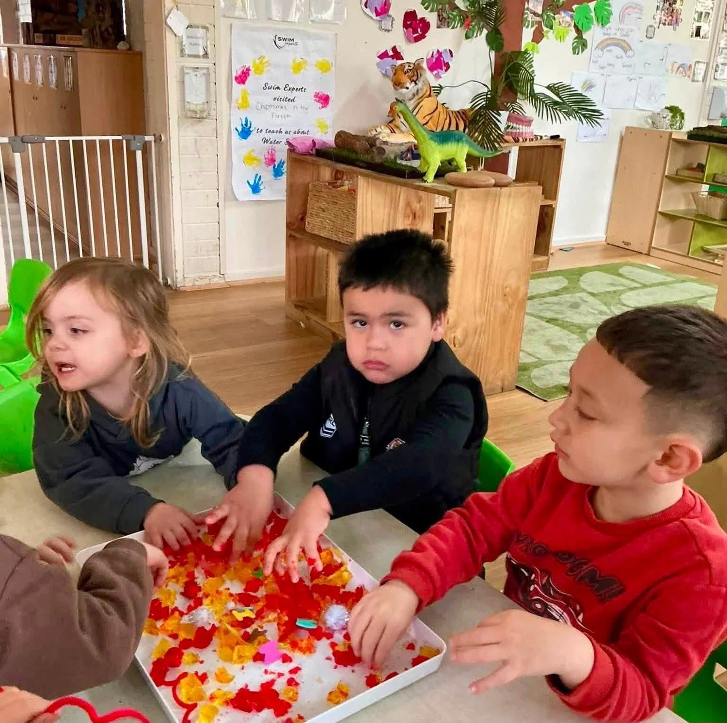 Children doing a hands-on craft activity together