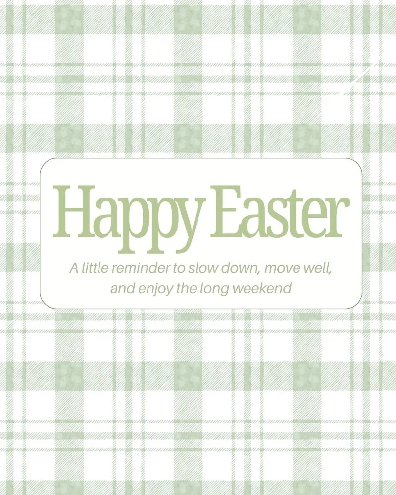 Happy Easter 🐣🌿

A season of reset, renewal, and fresh starts ✨

The perfect reminder to check in with your body, move a little more, and start feeling your best again 💛