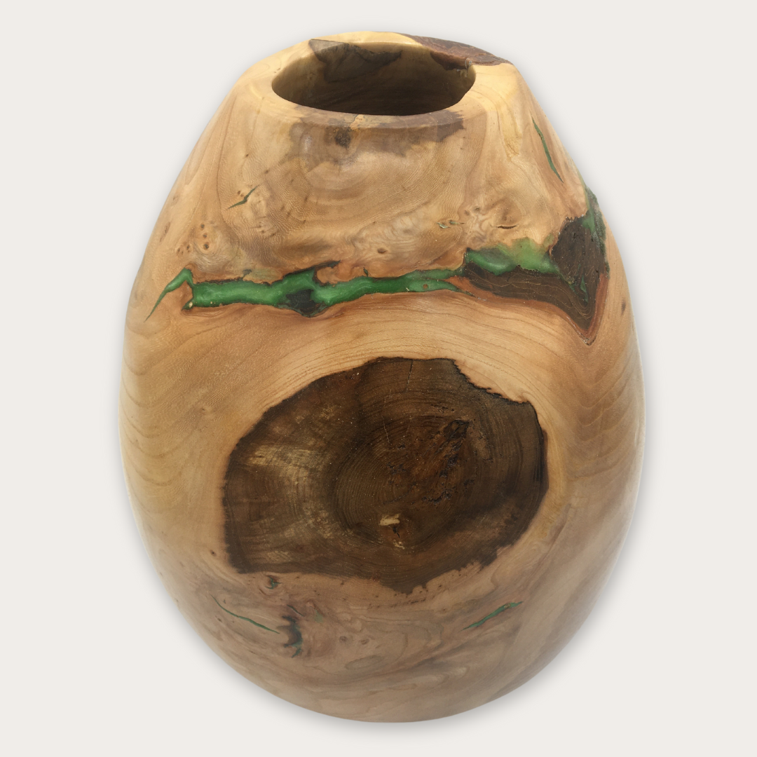 Tall Maple Vase with Bark Inclusions