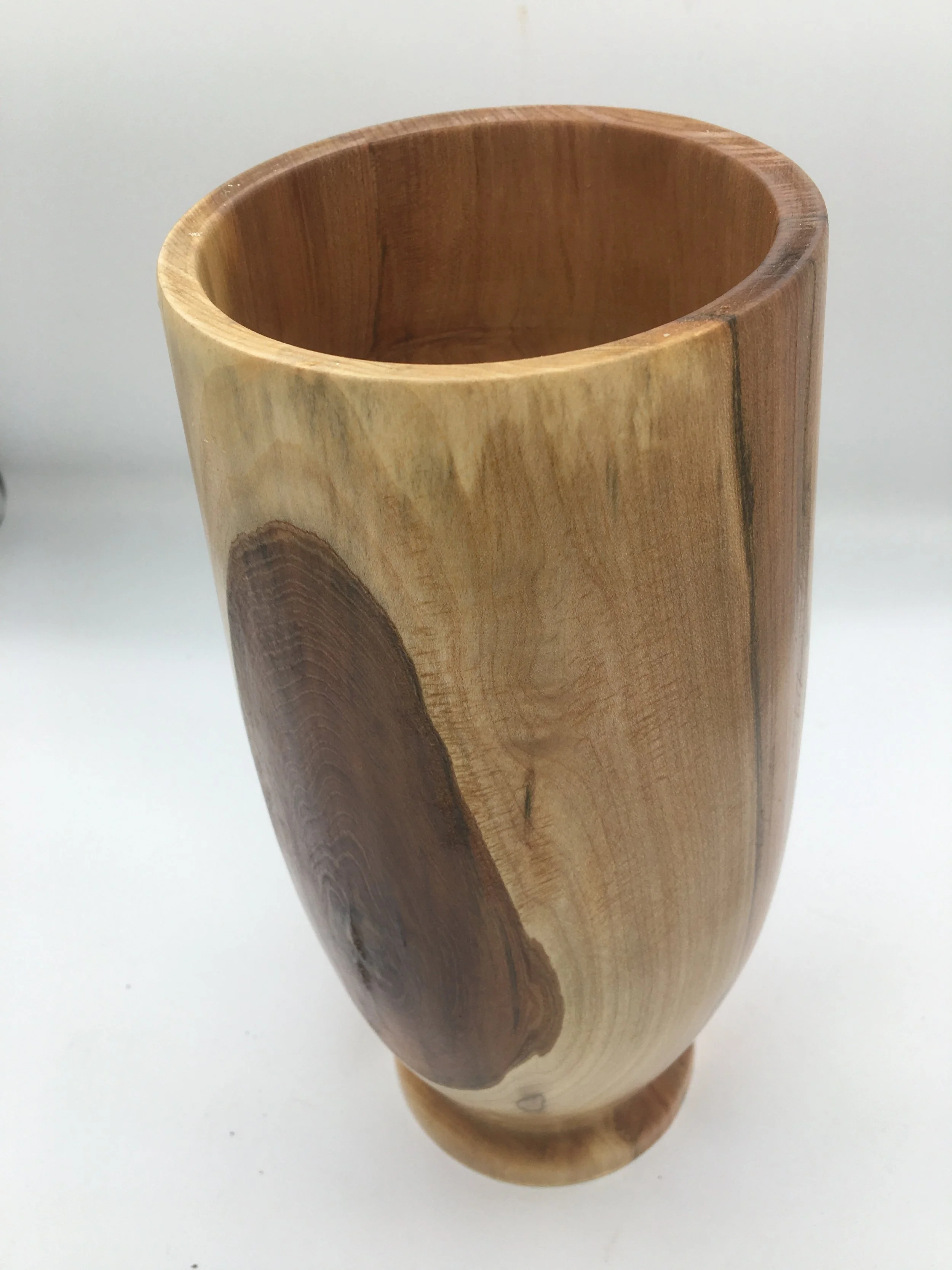 Tall aspen vase with bark inclusions