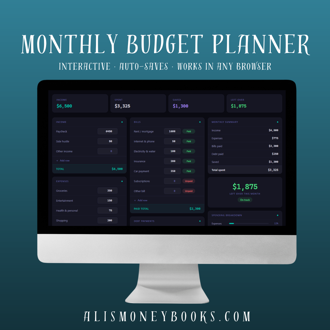 Monthly Budget Planner — Interactive Digital Tool