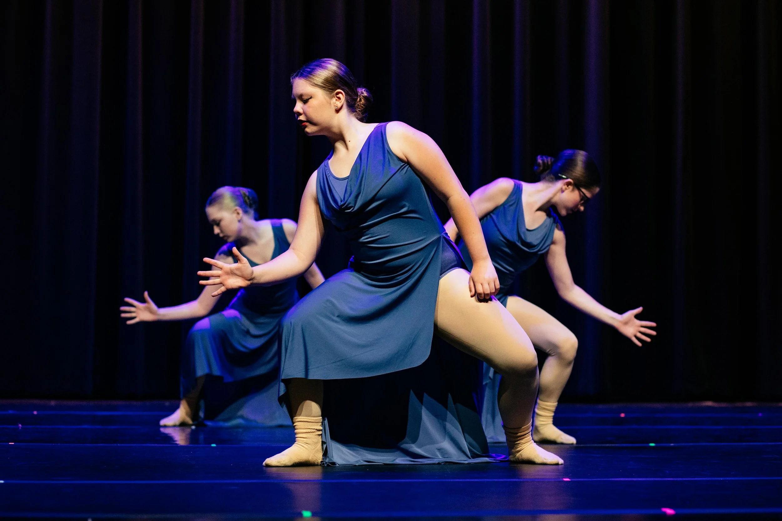 Advanced dance students performing a lyrical routine at Dance Factory East in LeRoy, Illinois.