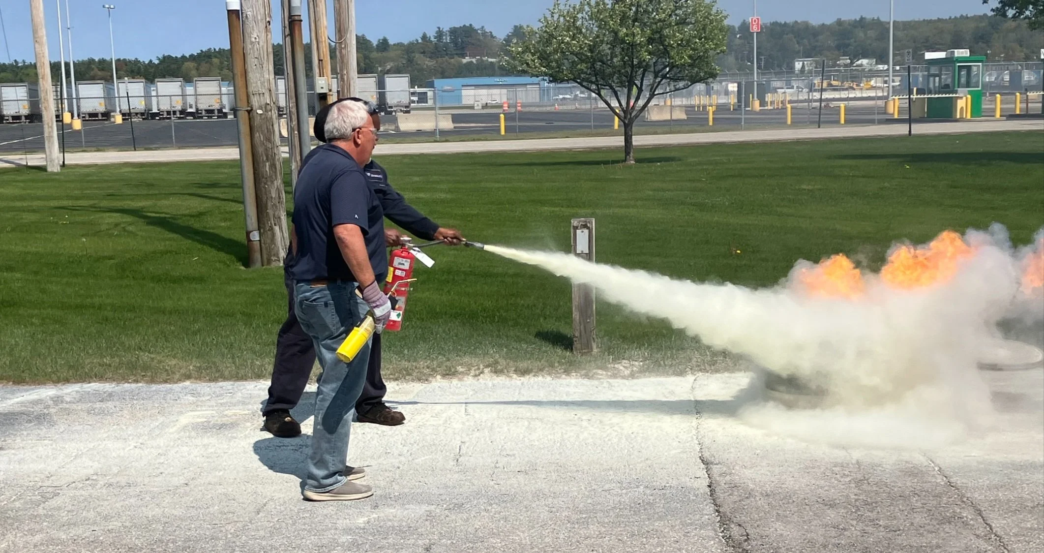 RPH Life Safety in-person fire training using fire extinguisher at customer site