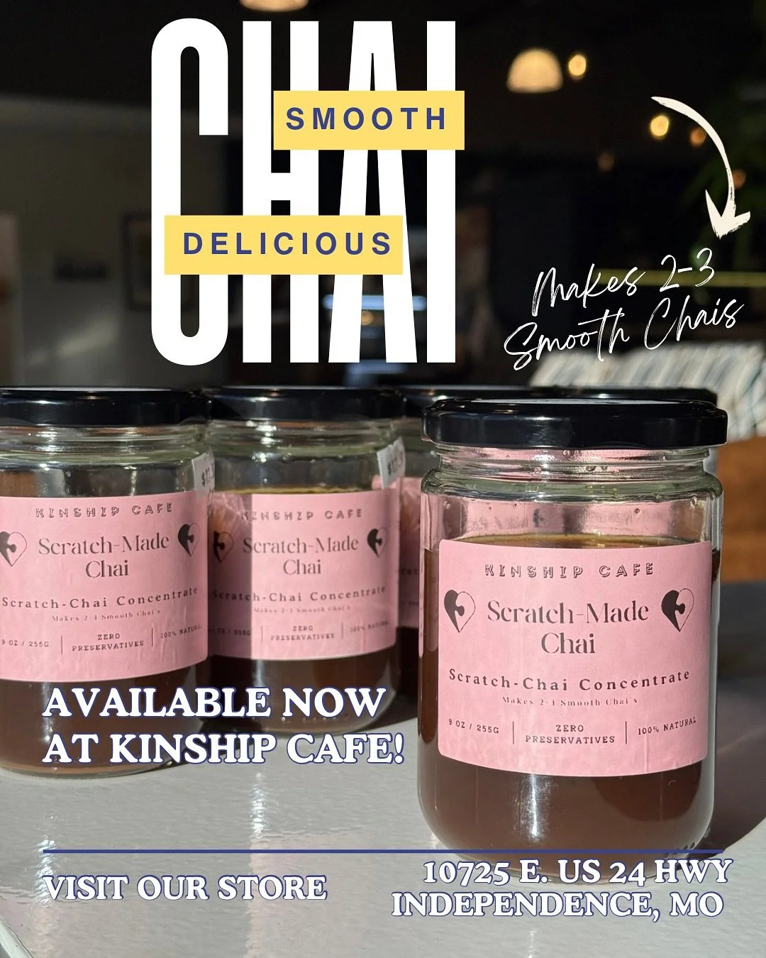 Scratch-Made Chai For Your Home!?! π³
Stop!?!? This drink is for you! 
Chai Notes 
-Cinnamon 
-Cardamom
-Ginger
-Black Tea 
-Local Honey 
-Cloves
-Nutmeg
-Black Pepper
Our creamy and delicious chai can now be enjoyed at home! We’ve got 50 ja