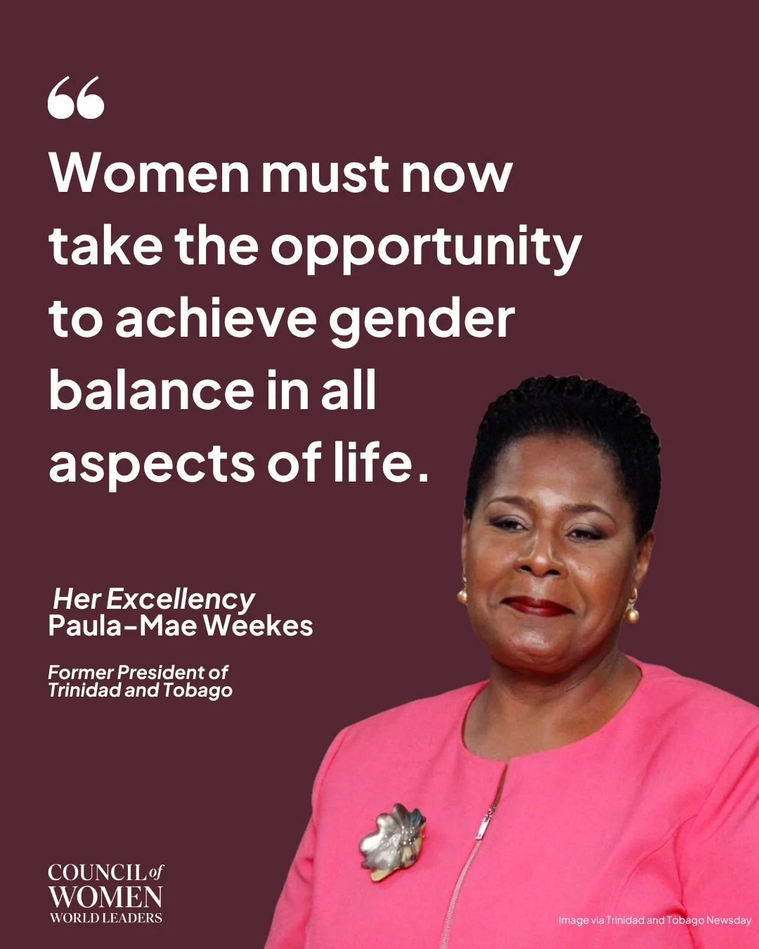 Her Excellency Paula-Mae Weekes, Former President of Trinidad and Tobago, reminds us that representation and equality require not only access, but action.

#womeninleadership #PaulaMaeWeekes #CWWL #genderequality #womenempowerment #leadership