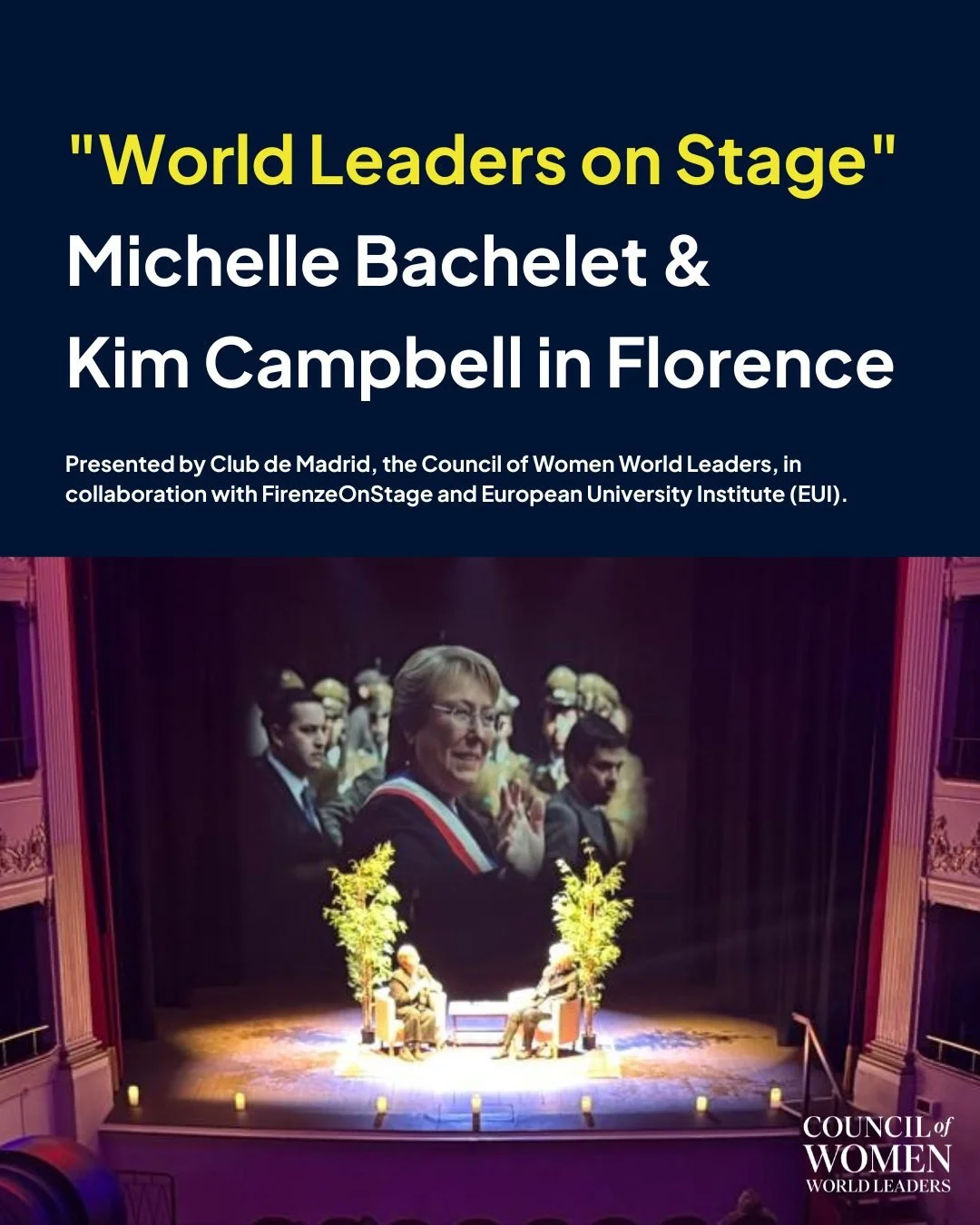 The Council of Women World Leaders is pleased to join @club_de_madrid, @firenzeonstage_official, and @europeanuniversityinstitute in launching the new &quot;World Leaders on Stage&quot; series in Florence.

Our opening event brought together H.E. Mic