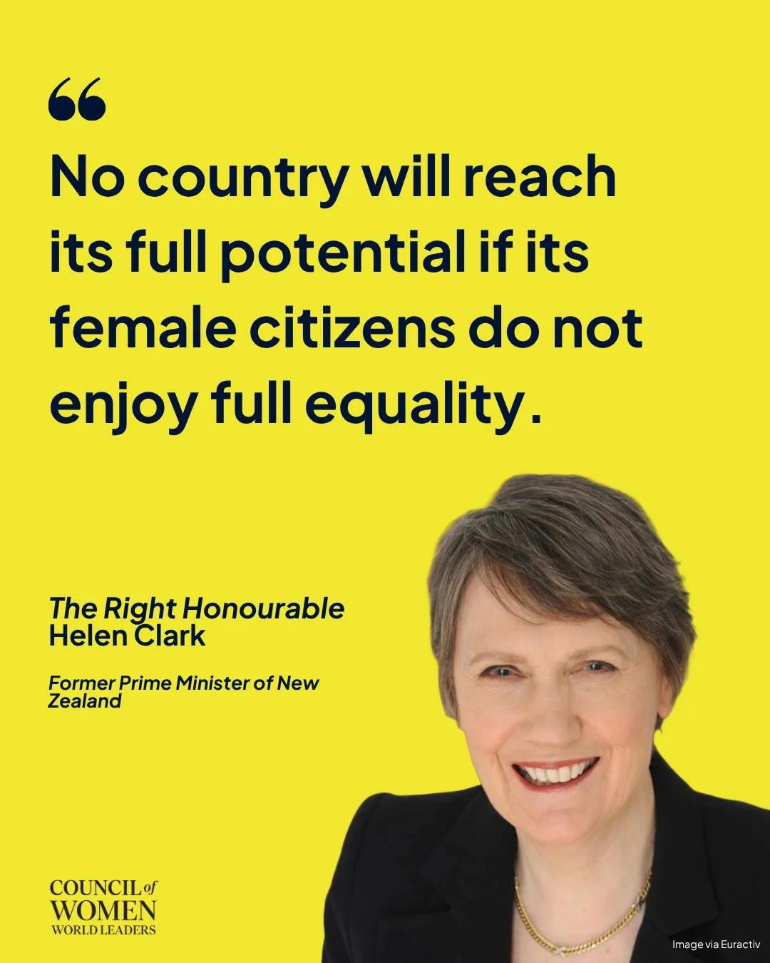 Former New Zealand Prime Minister Helen Clark has been a global advocate for gender equality, reminding us that national progress depends on the full participation and rights of women and girls.

Her words continue to guide leaders striving for more 