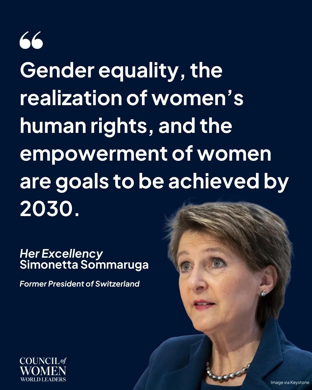 Her Excellency Simonetta Sommaruga, Former President of Switzerland, reminds us that equality is a global commitment. 

#womenworldleaders #genderequality #SDG5 #womensrights #leadership #CWWL