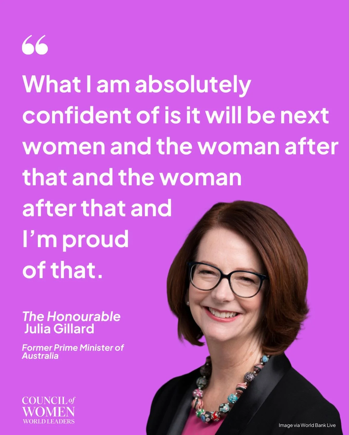 Confidence in progress matters.

As Julia Gillard reflects, women will continue to follow one after another, and that momentum is something to be proud of.

#womeninleadership #CWWL