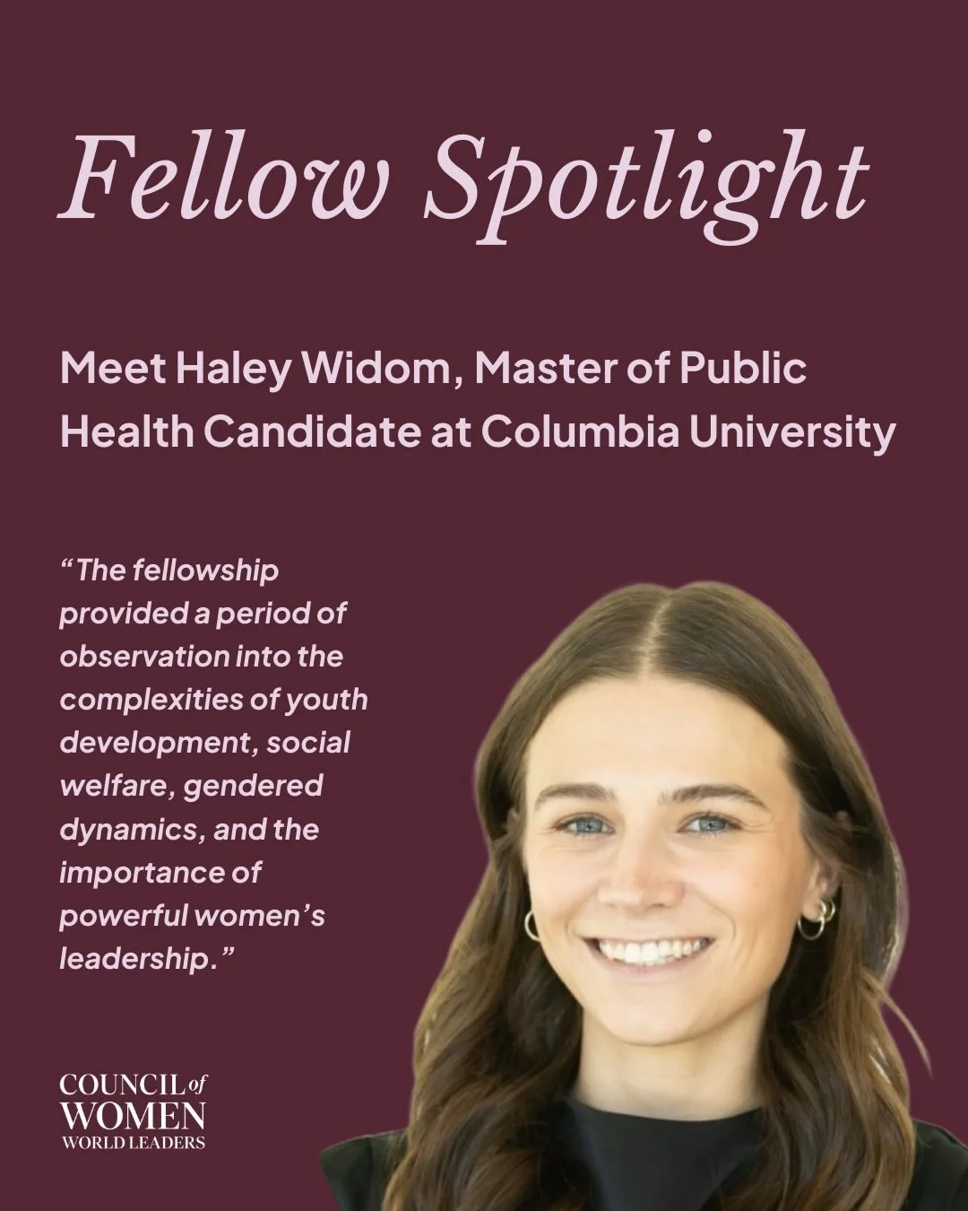 Meet Haley Widom, whose Summer 2025 fellowship offered a close, on-the-ground look at how women&rsquo;s leadership shapes youth development, social welfare, and gender dynamics in practice.

Working with the Office of Marie‑Louise Coleiro Preca, Hale