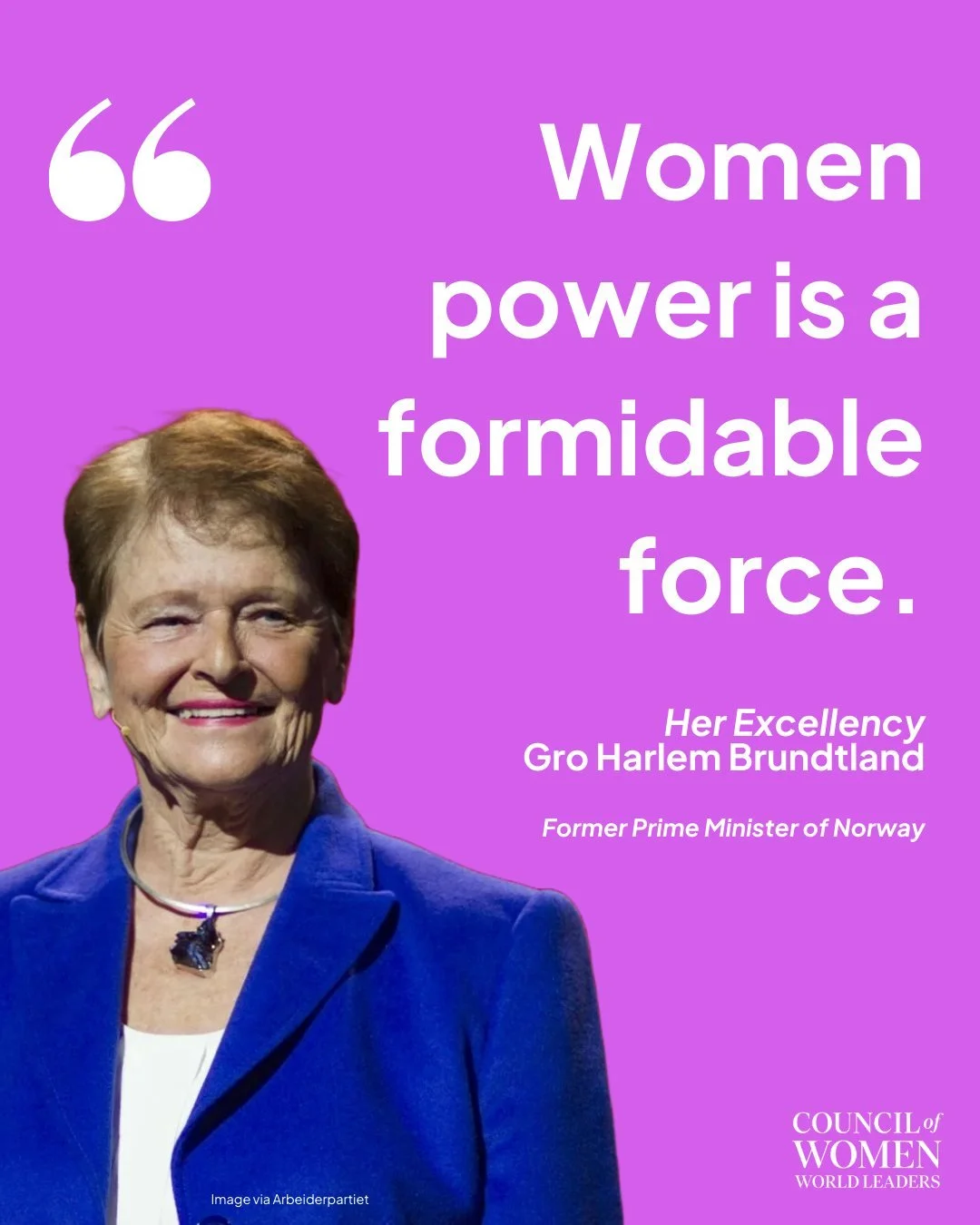 &ldquo;Women&rsquo;s power is a formidable force.&rdquo;

A reminder from H.E. Gro Harlem Brundtland, former Prime Minister of Norway, that leadership grounded in equality doesn&rsquo;t just change politics, it reshapes societies.

#WomenInLeadership