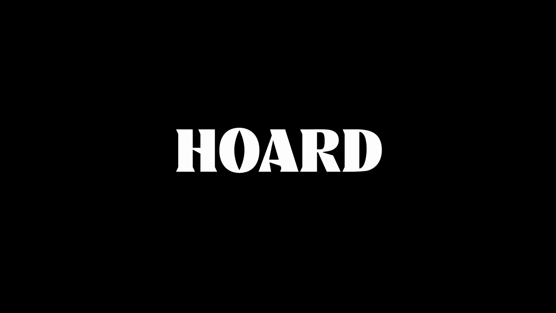 Black background with the word HOARD in large white capital letters centered.