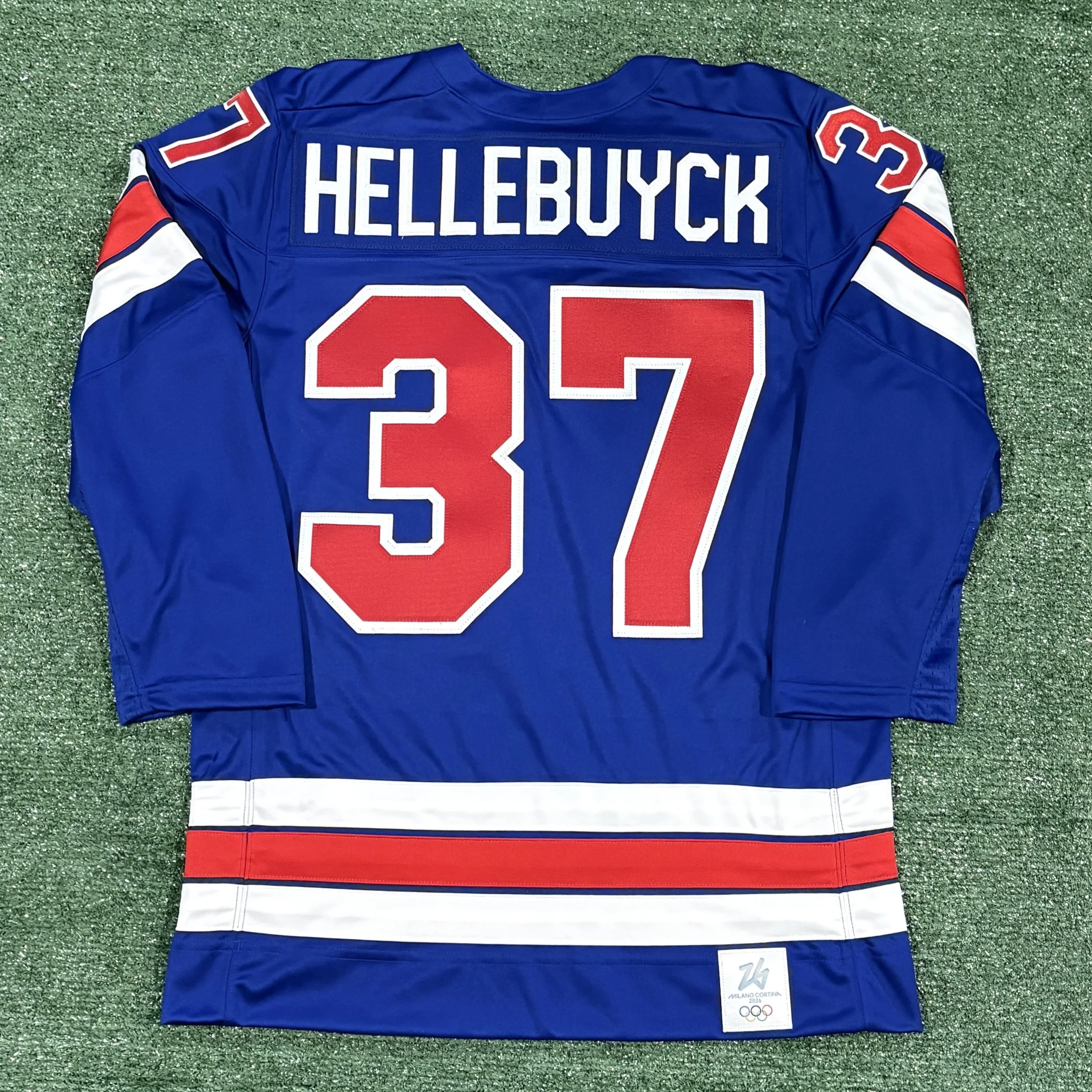 Connor Hellebuyck Team USA Olympics Nike Blue Jersey - Sz. M