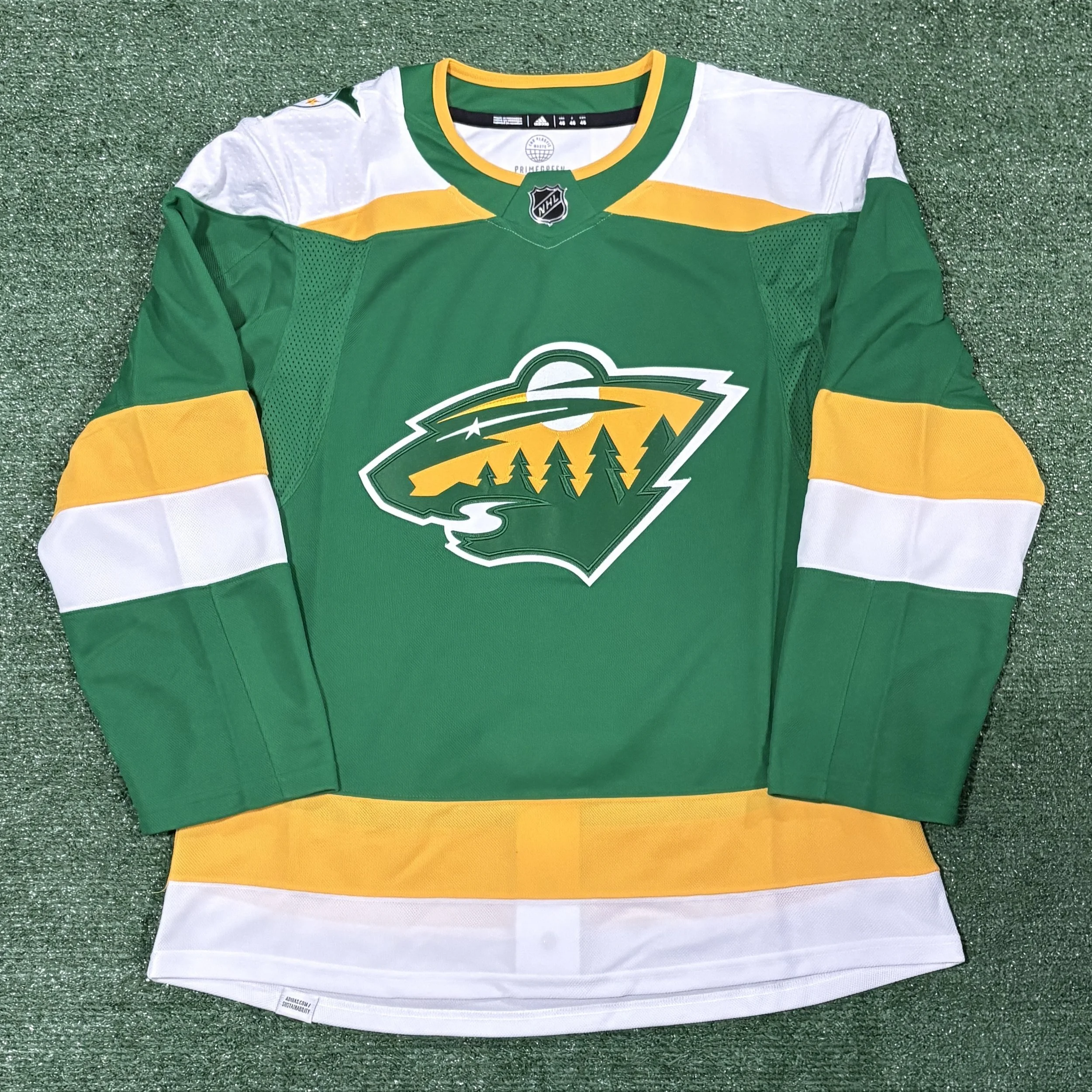 Pick-A-Player Minnesota Wild Adidas Primegreen Alternate Jersey - Sz. 46