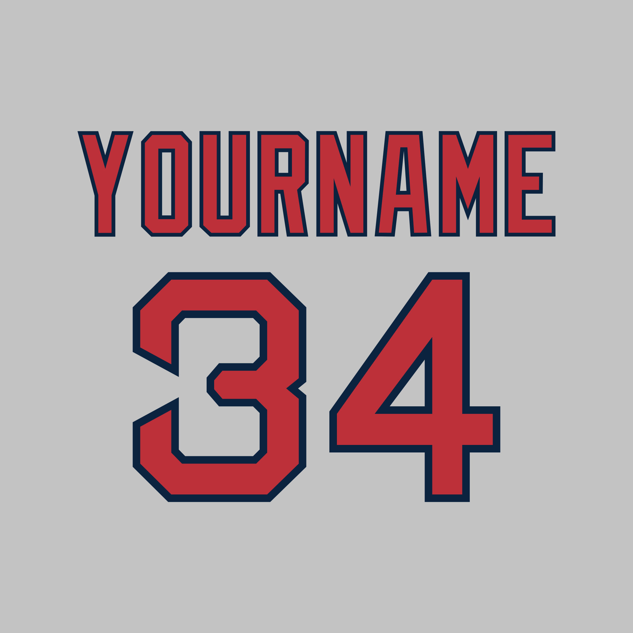Boston Red Sox 1990-Present Gray Jersey Lettering Kit