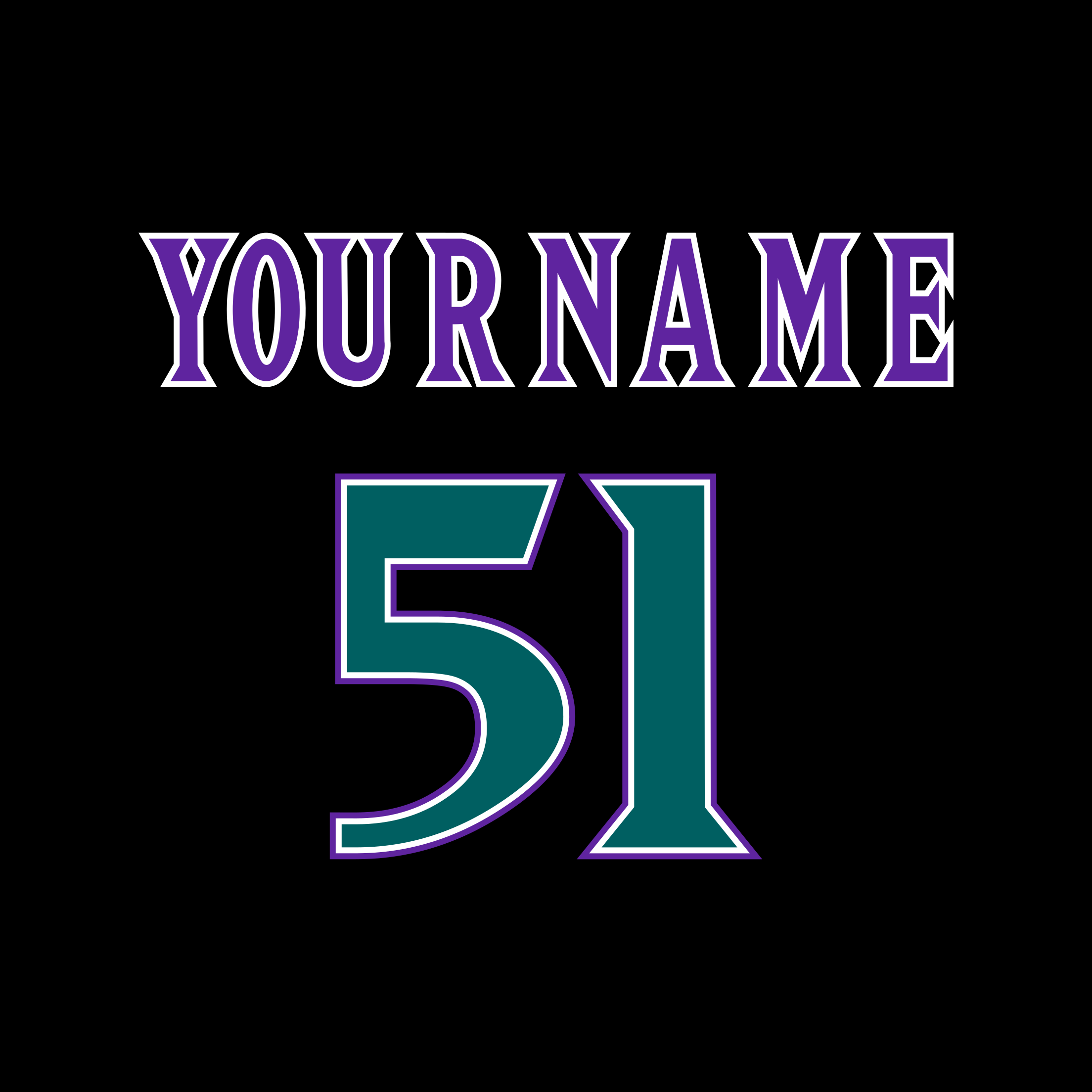 Arizona Diamondbacks 1998-2000 Black Jersey Lettering Kit