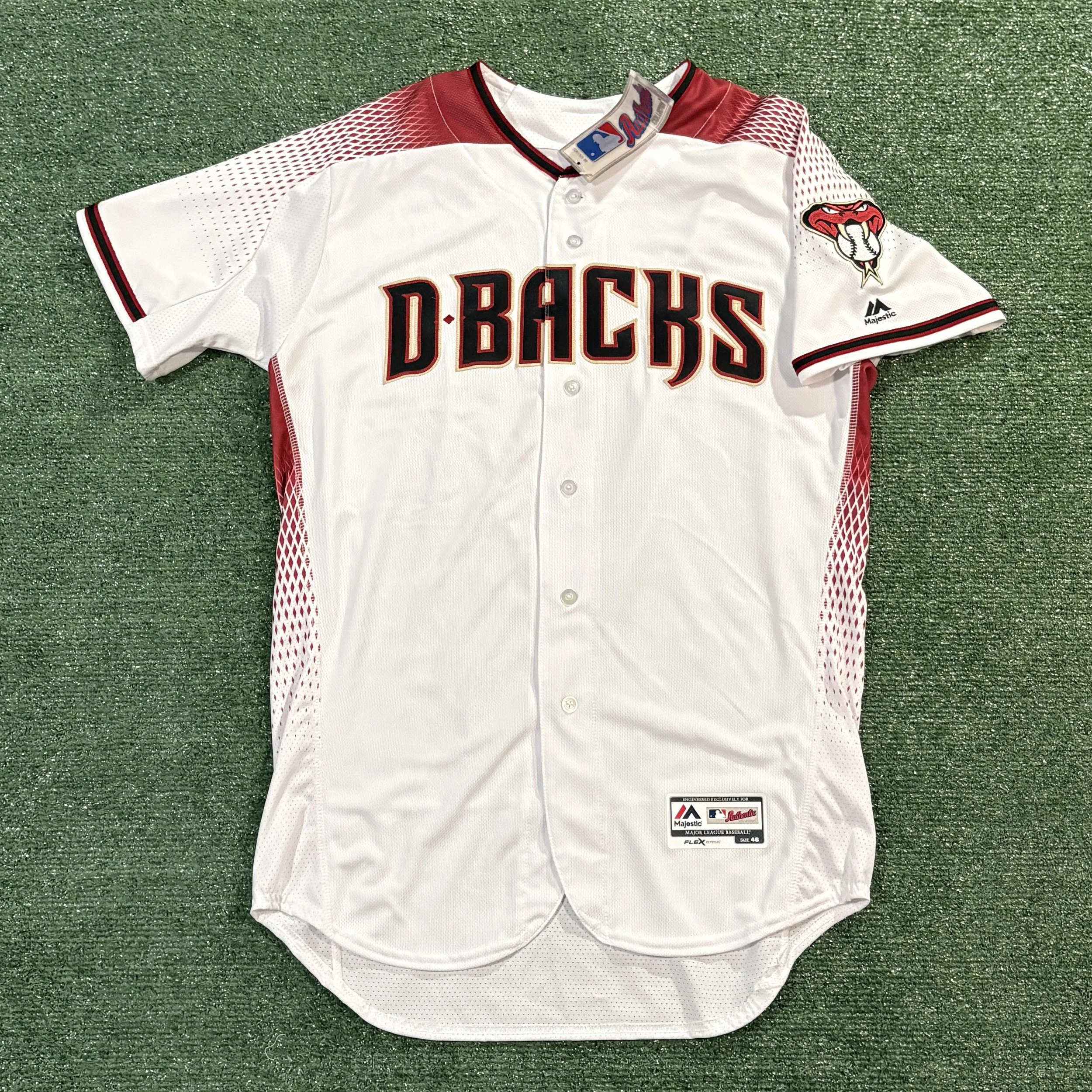 NWT Arizona Diamondback Majestic Flex Base White Jersey - Sz. 46