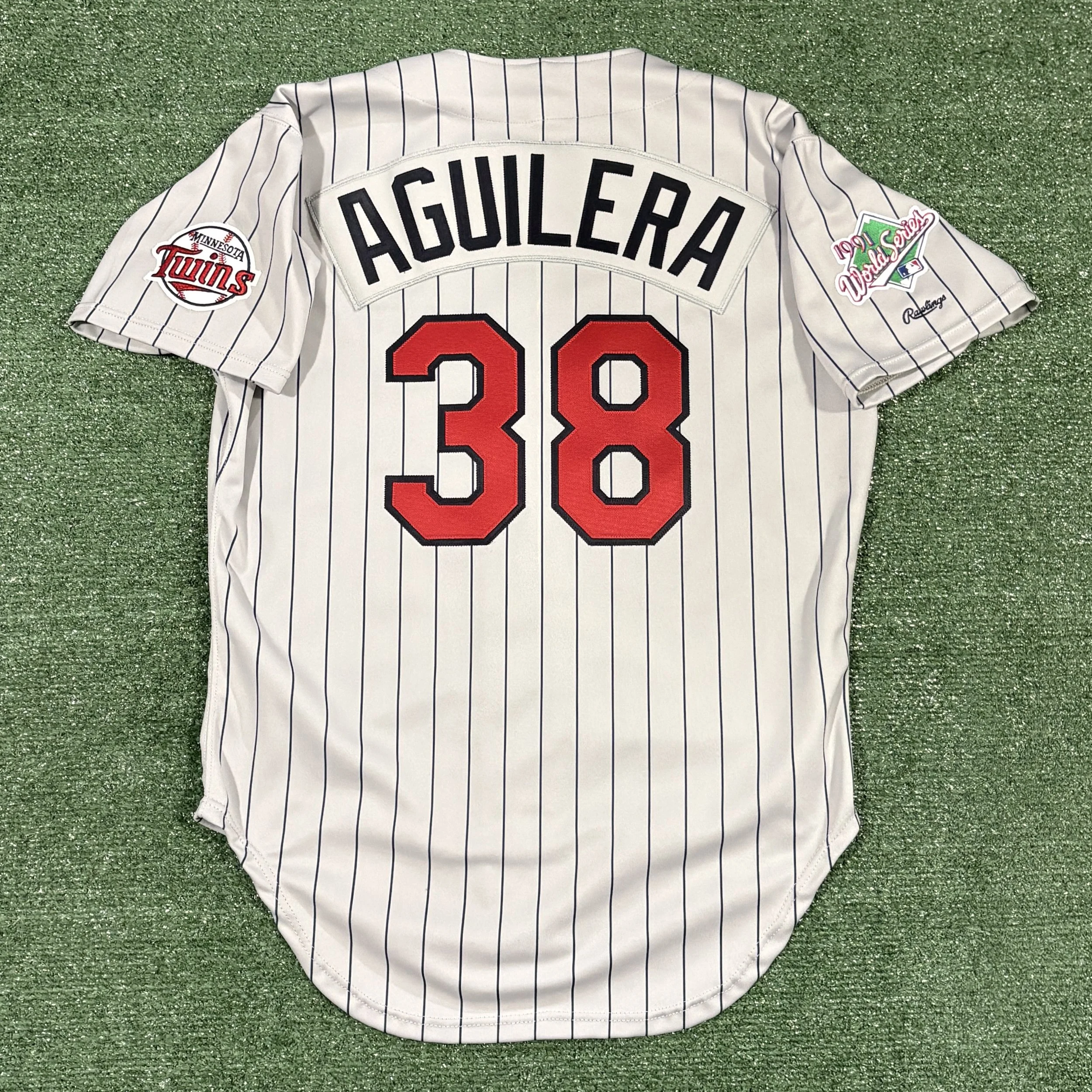 Rick Aguilera Minnesota Twins Rawlings Authentic 1991 World Series Jersey Size 44