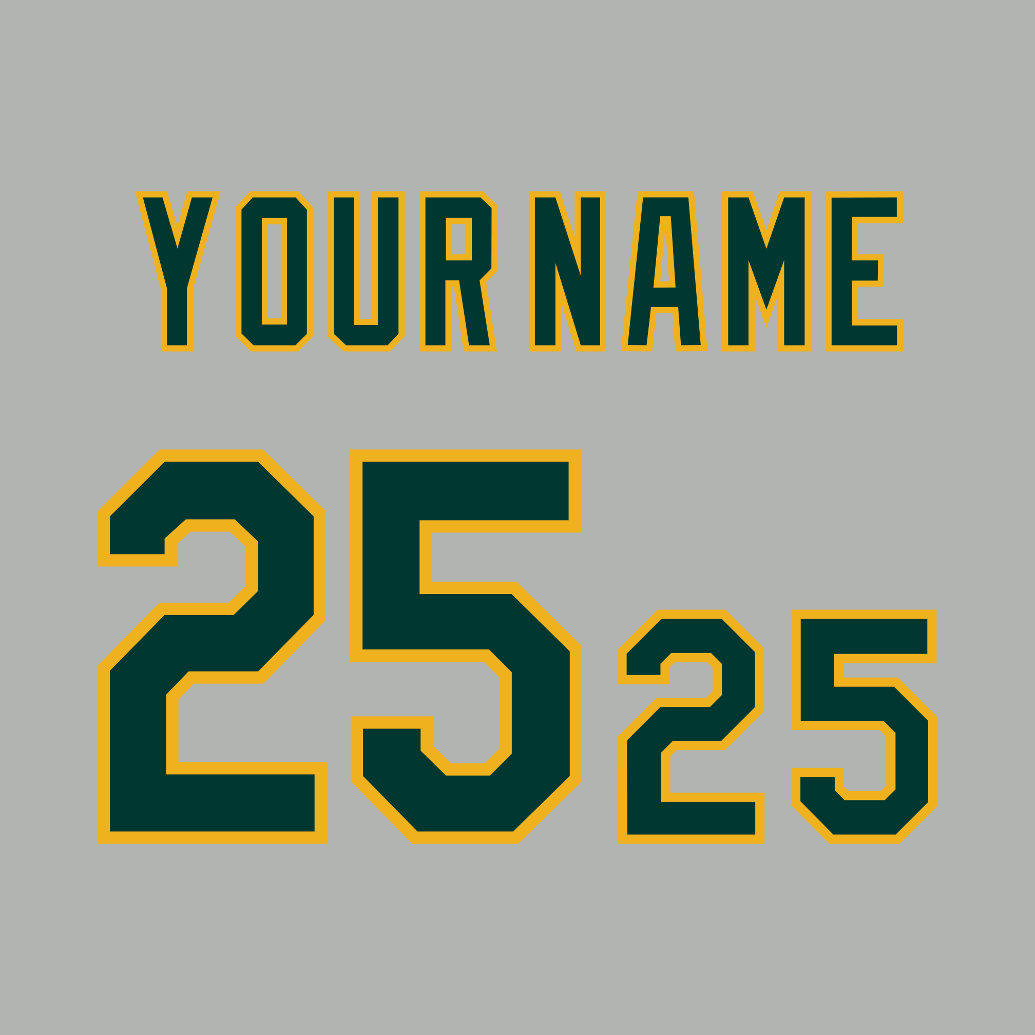 Oakland A's 1993-Present Gray Jersey Lettering Kit