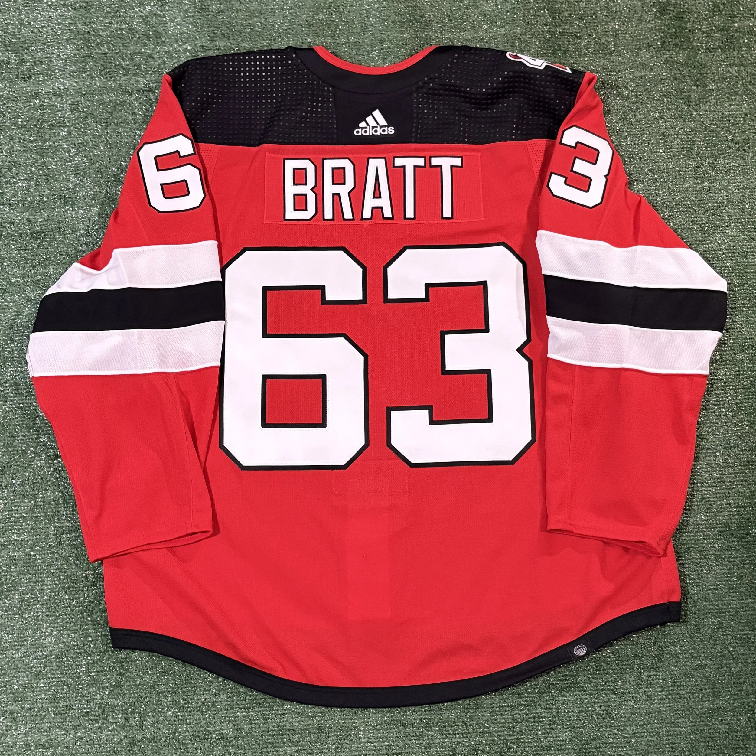 NWOT Jesper Bratt New Jersey Devils Adidas MiC 2023 Red Jersey - Sz. 58
