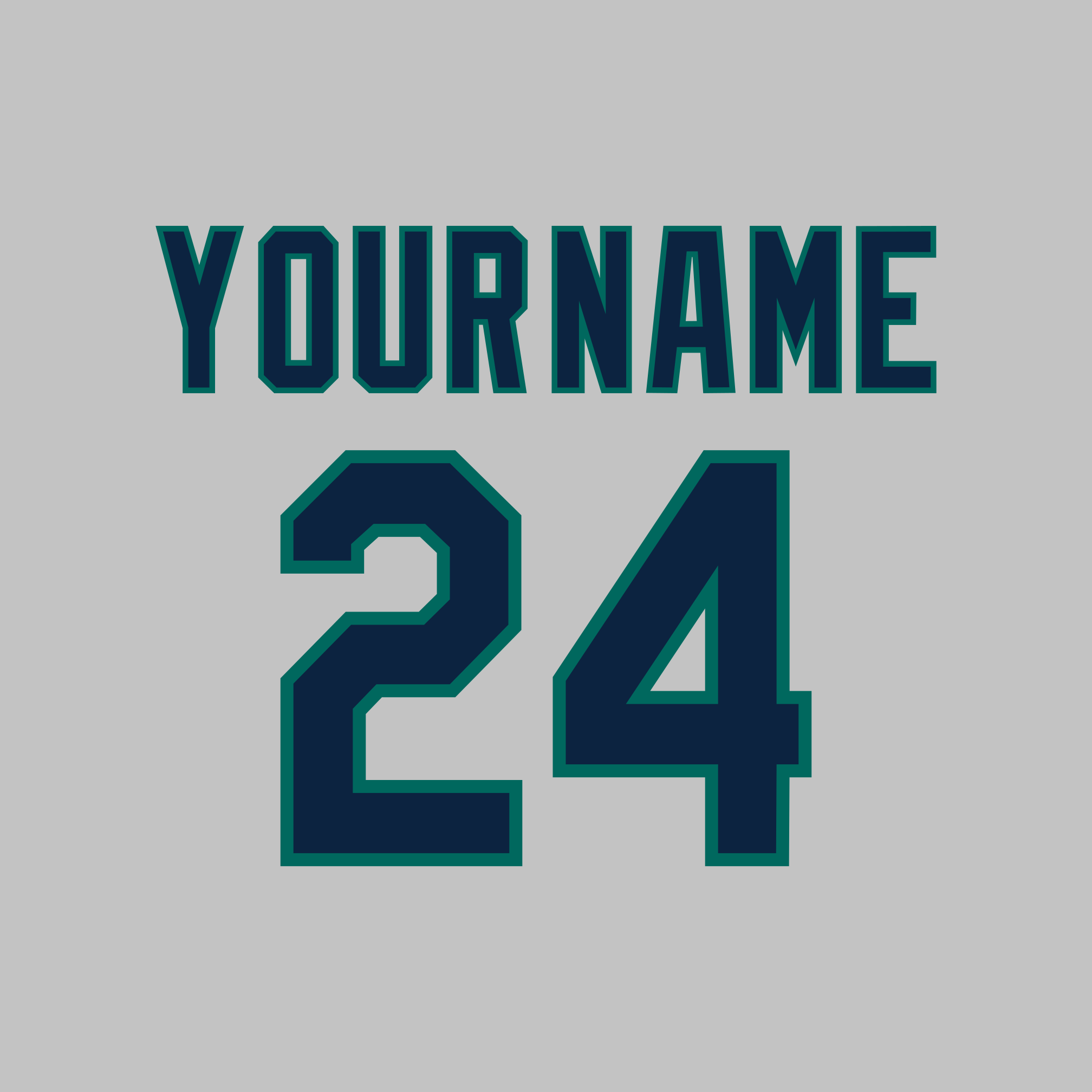 Seattle Mariners 1993-2014 Gray Jersey Lettering Kit