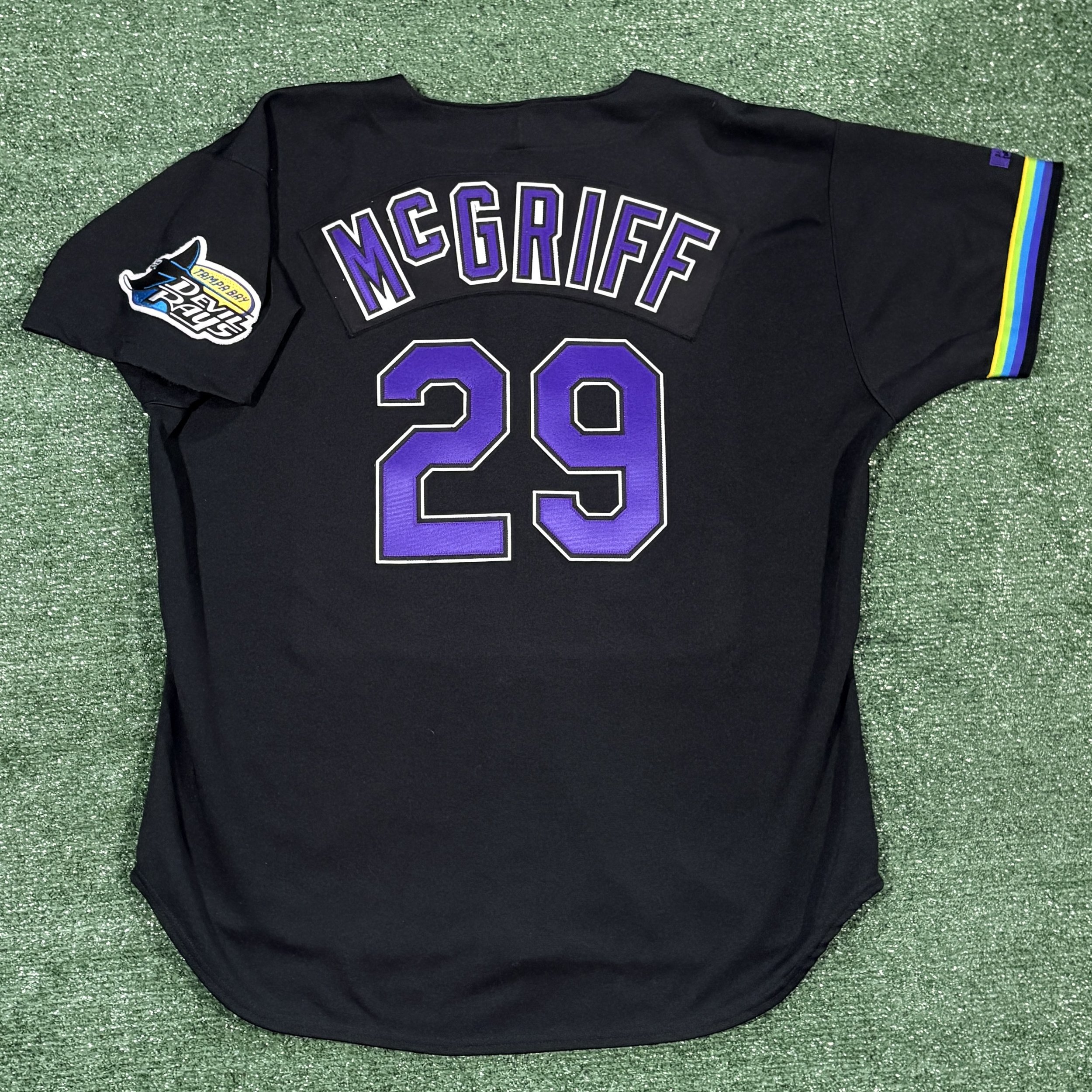 Fred McGriff Tampa Bay Devil Rays Russell Authentic "Rainbow Sleeve" Jersey - Sz. 52