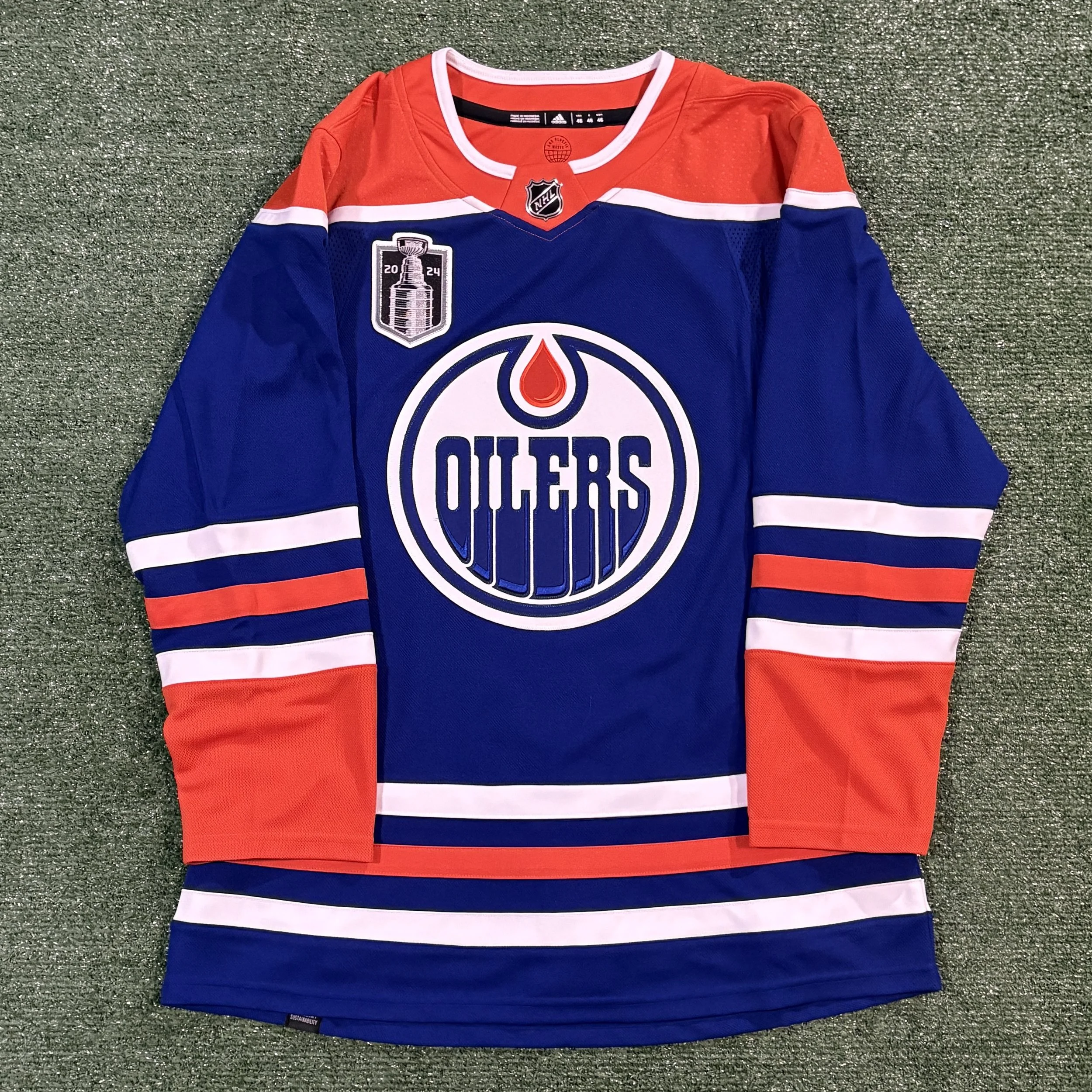 NWT Edmonton Oilers Adidas Primegreen 2024 SCF Jersey - Sz. 46