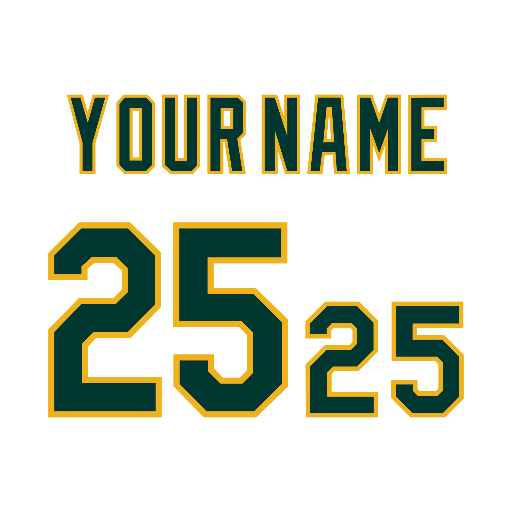 Oakland A's 1993-Present White Jersey Lettering Kit