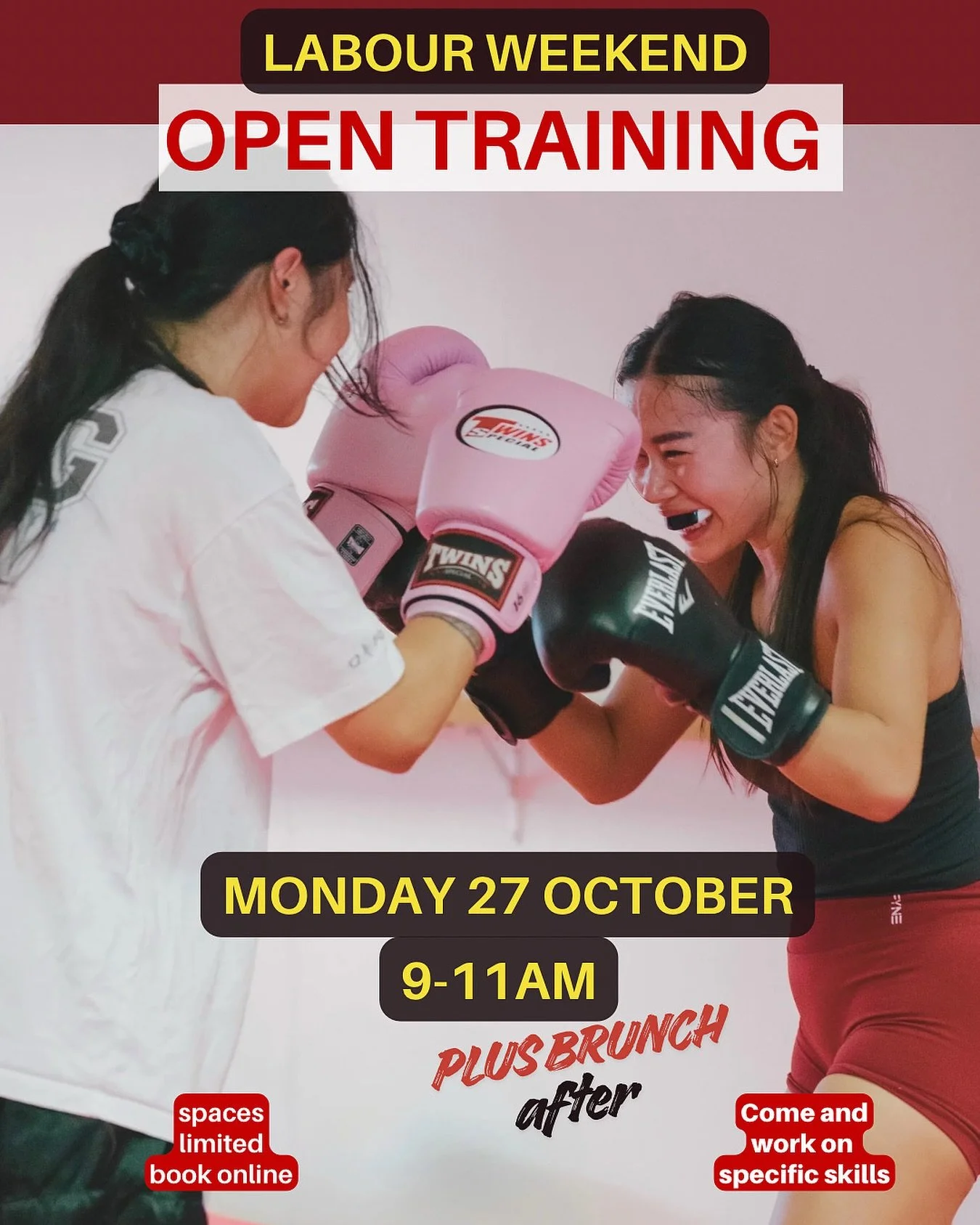 🔥 LABOUR WEEKEND SPECIAL! Train, Drill, &amp; Do Brunch! 🔥

Forget the traffic&mdash;start your long weekend Monday right with a Muay Thai session followed by a casual brunch!

Join us for a Guided Open Training session on Monday, October 27th. Thi