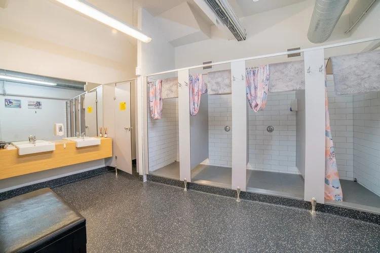 Changing room showers at JAI Thai Boxing, Auckland CBD