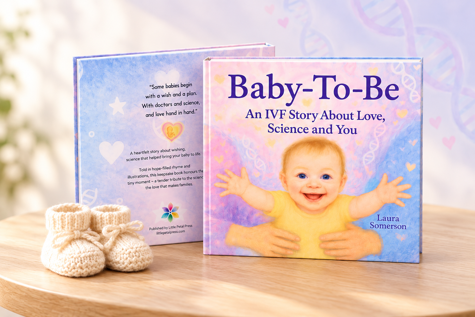 Baby-to-be books and knitted booties.png