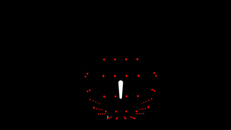 Animated visualization of tactile contact points and directional force vectors.