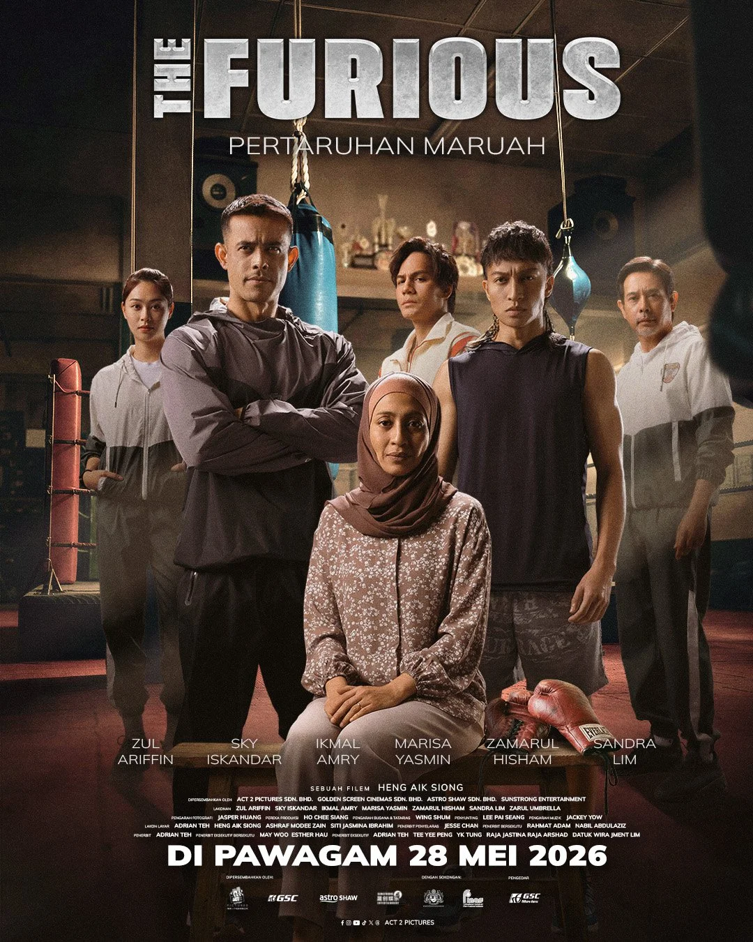 The Furious - Pertaruhan Maruah
Act2Pictures, GSC, Astro Shaw

director: Heng Aik Siong

Actor: Zul Ariffin, Sky Iskandar, Ikmal Amry, Marisa Yasmin, Zamarul Hisham, Sandra Lim

When YouTuber-boxer Danial insults their late father's name, brothers Fi