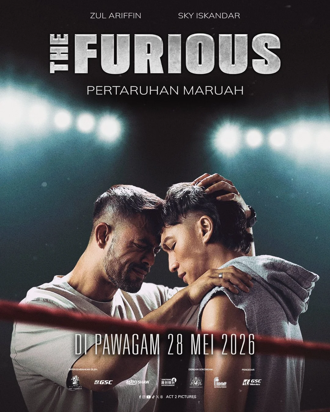 The Furious - Pertaruhan Maruah
Act2Pictures, GSC, Astro Shaw

director: Heng Aik Siong

Actor: Zul Ariffin, Sky Iskandar, Ikmal Amry, Marisa Yasmin, Zamarul Hisham, Sandra Lim

When YouTuber-boxer Danial insults their late father's name, brothers Fi