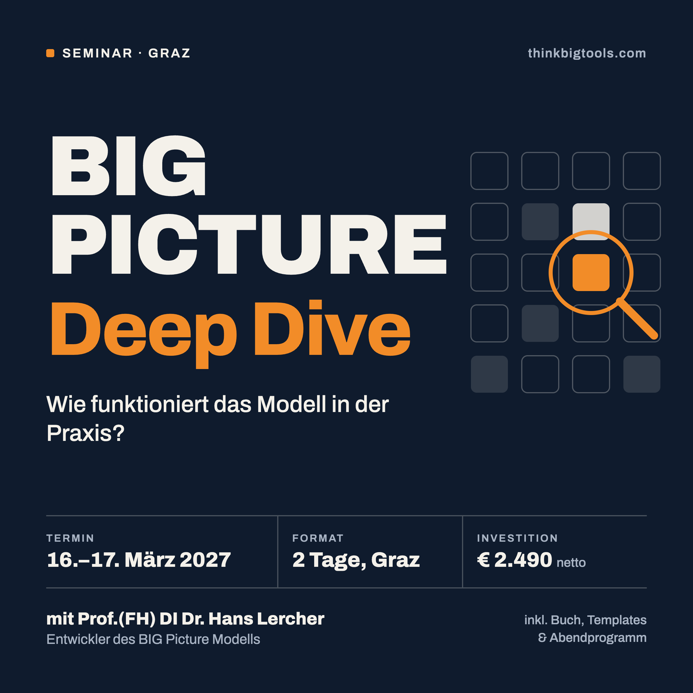 BIG Picture Deep Dive seminar in Graz, 16–17 March 2027