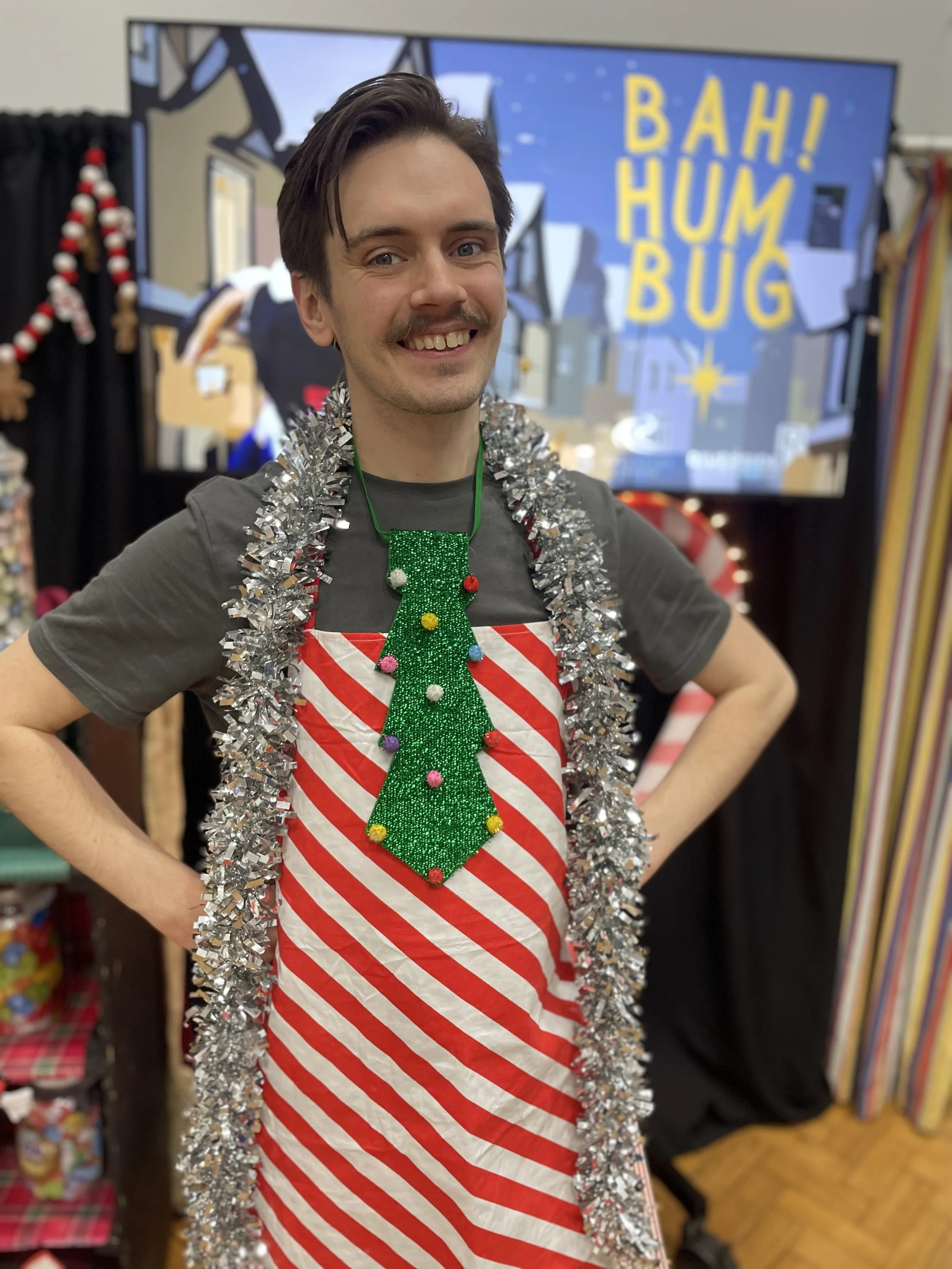 Man dressed in tinsel