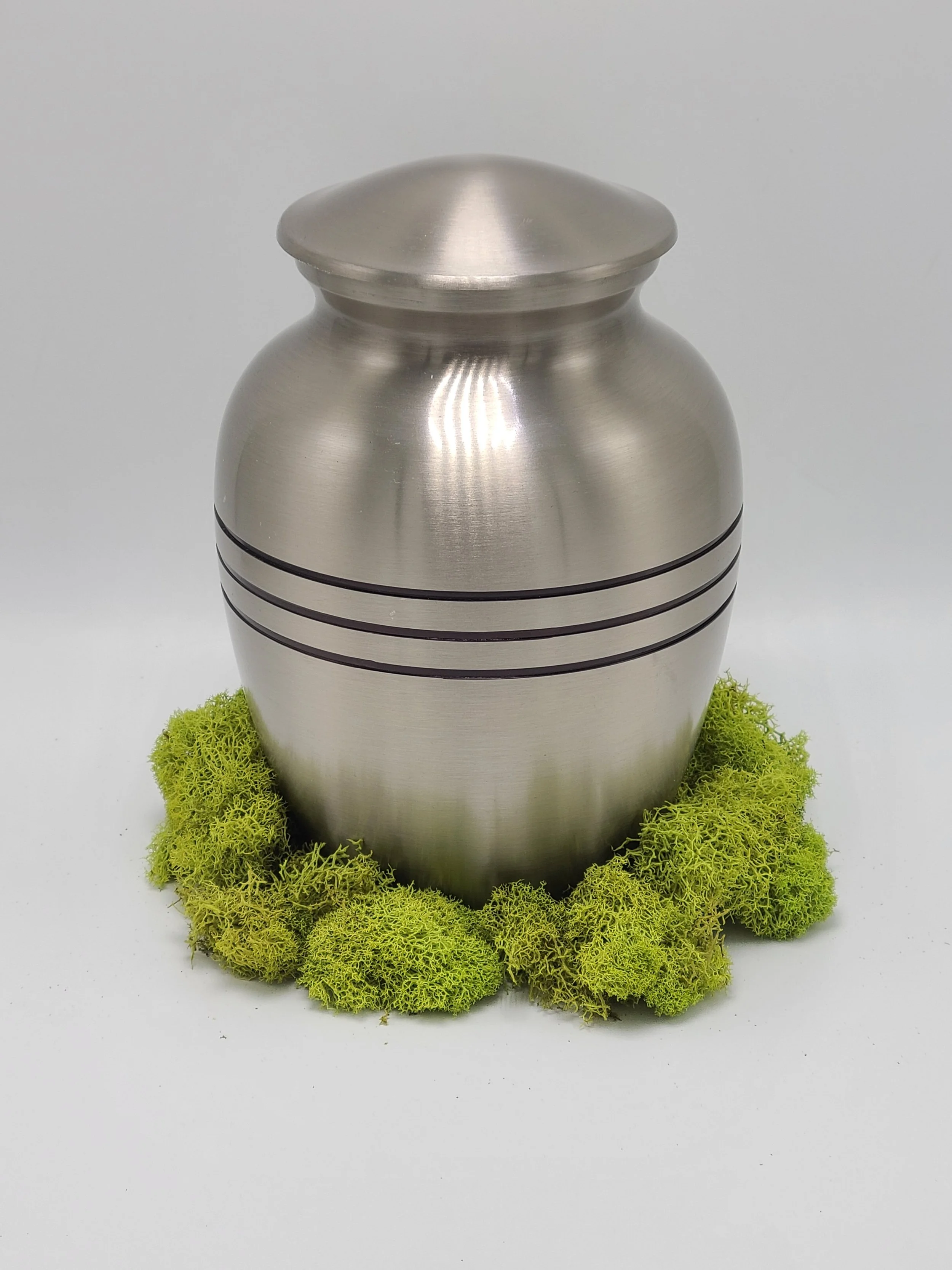 Elegant Pewter Pet Urn with Black Bands