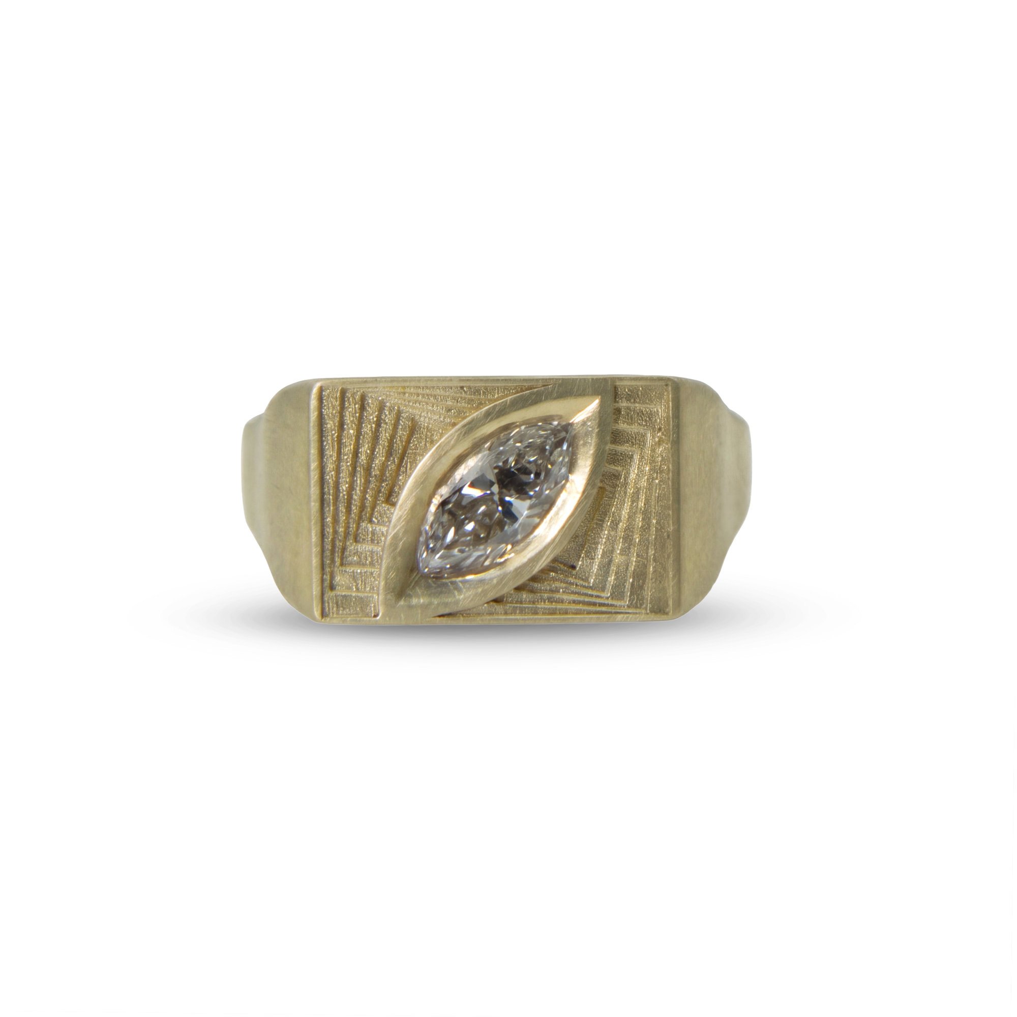 Marquise I Ring with 0.5ct Diamond in 9ct Yellow Gold