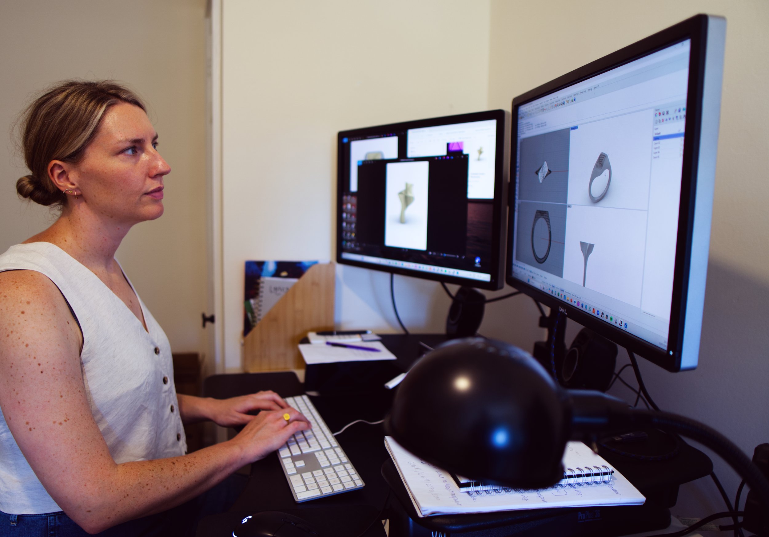 Beth designing using CAD