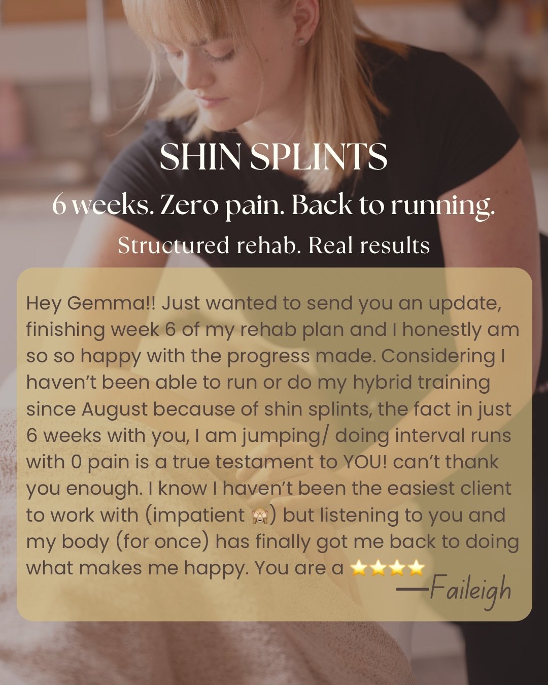 Shin splints don&rsquo;t need stretching away.
They need progressive load, strength and exposure.

6 weeks. Zero pain. Back to running.

If you&rsquo;re still managing shin pain,
let&rsquo;s address the reason, not just calm the symptoms.

#rehab #sh