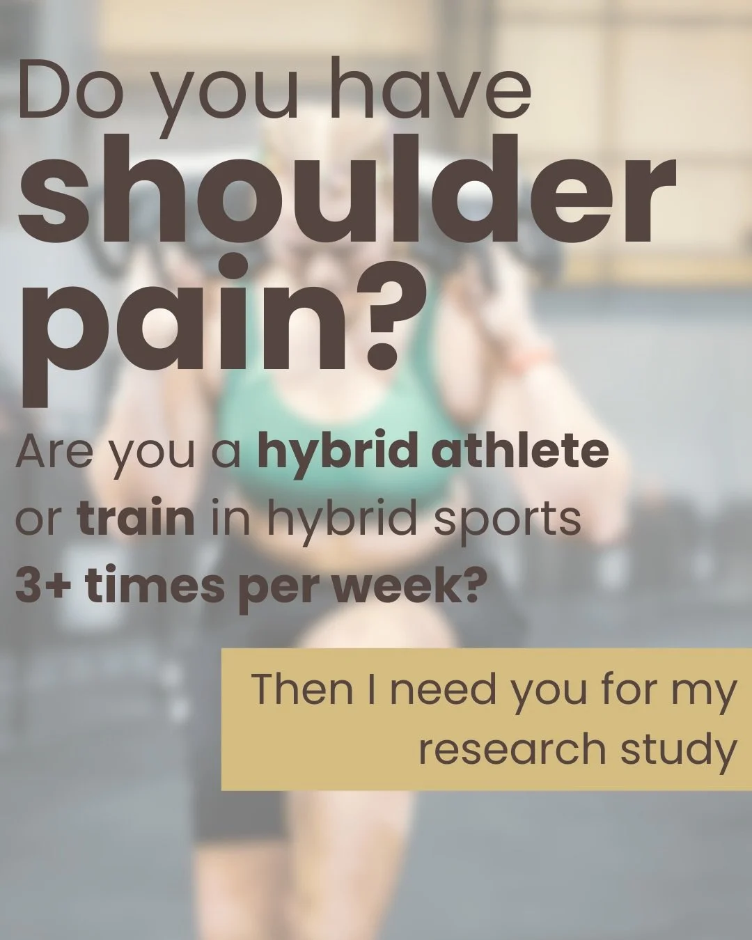 Calling all HYROX, CrossFit, ATHX and hybrid athletes 👀

I&rsquo;m so excited to finally share the research project I&rsquo;ll be completing as part of my BTEC Level 6 qualification in Advanced Clinical Massage Therapy with the Jing Institute ✨

My 