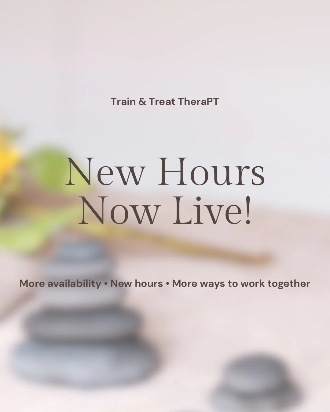 Big news! 🎉

I have made the transition into working in my business full-time, I&rsquo;ve opened up more appointment availability across both clinic locations.

⭐ New Wednesday clinic hours
⭐ Expanded Friday availability
⭐ More opportunities to work