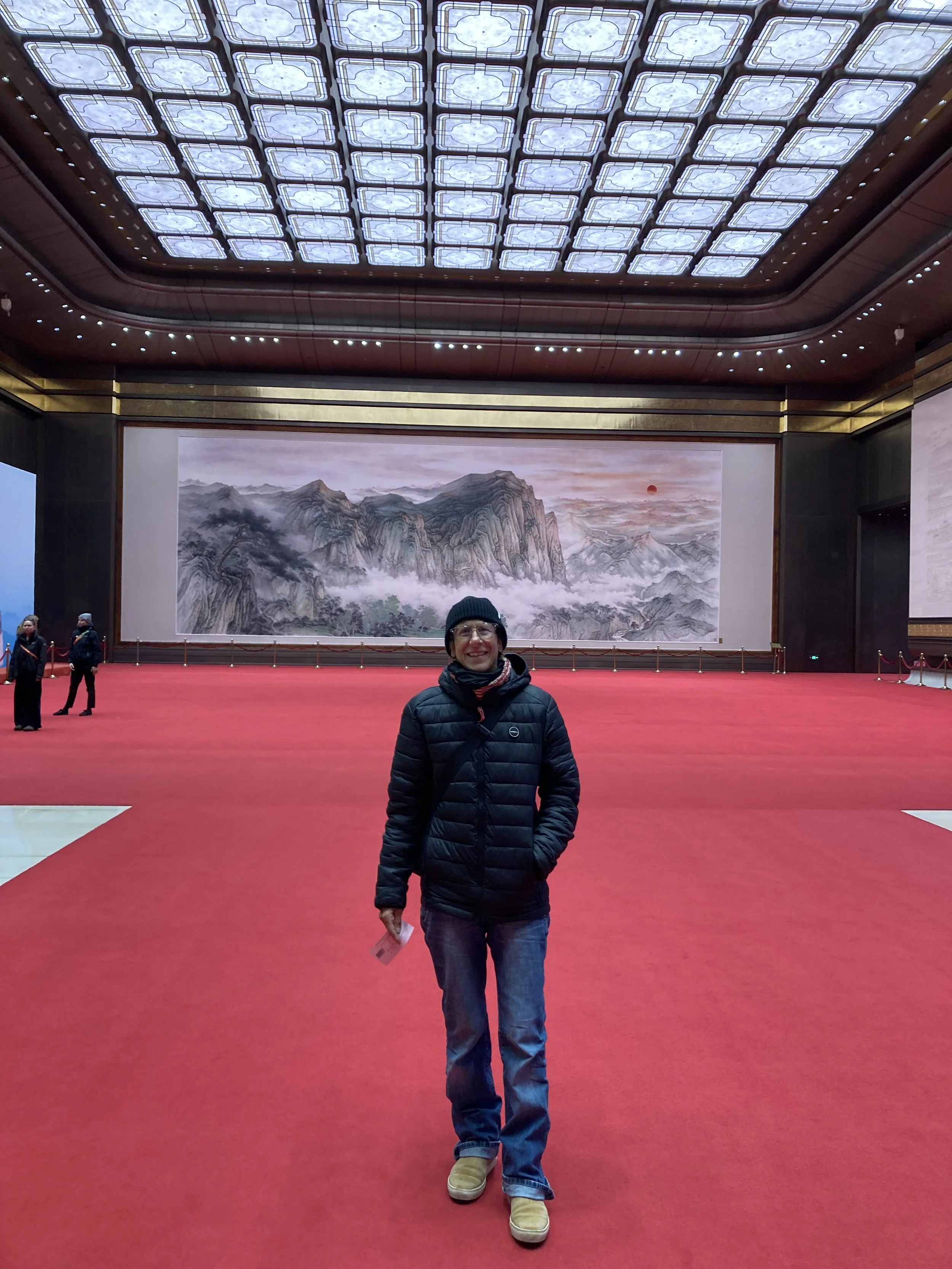 Petra in the reception hall of the enormous conference center in Qingdao