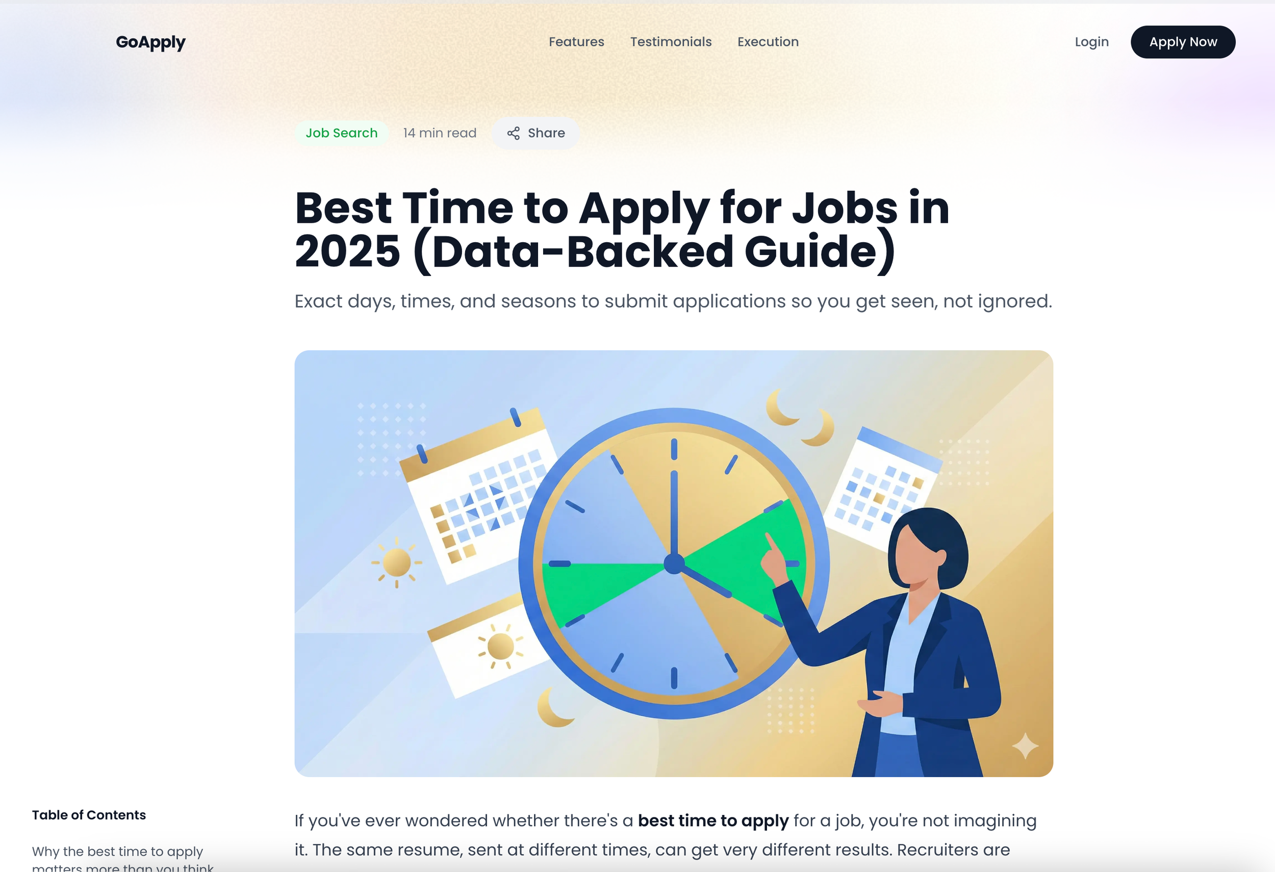 Screenshot of a website about the importance of applying within 72 hours.