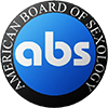 The seal of the American Board of Sexology, featuring a blue background with the white ABS acronym and the surrounding text.