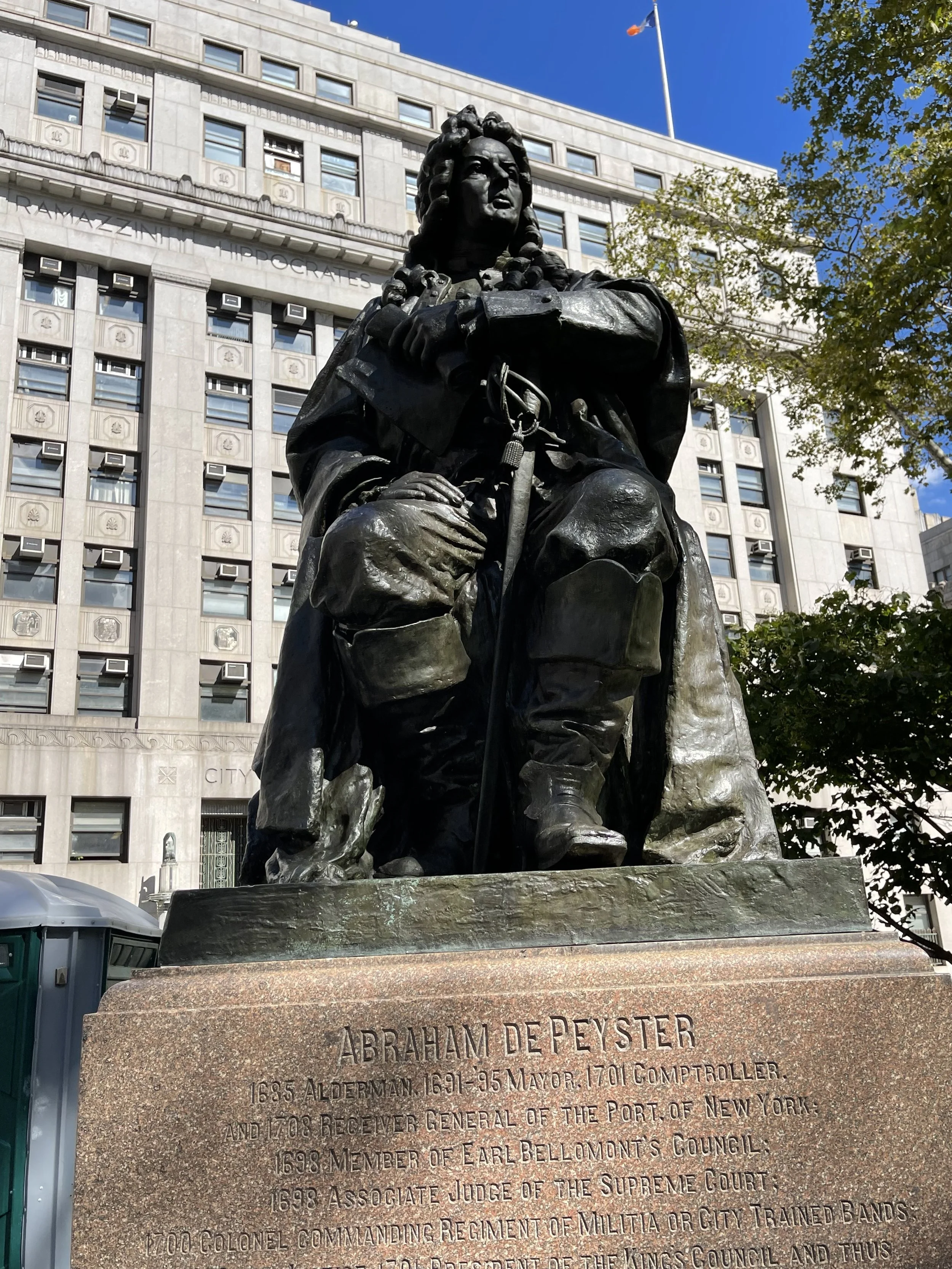 Abraham De Peyster statue at Foley Square